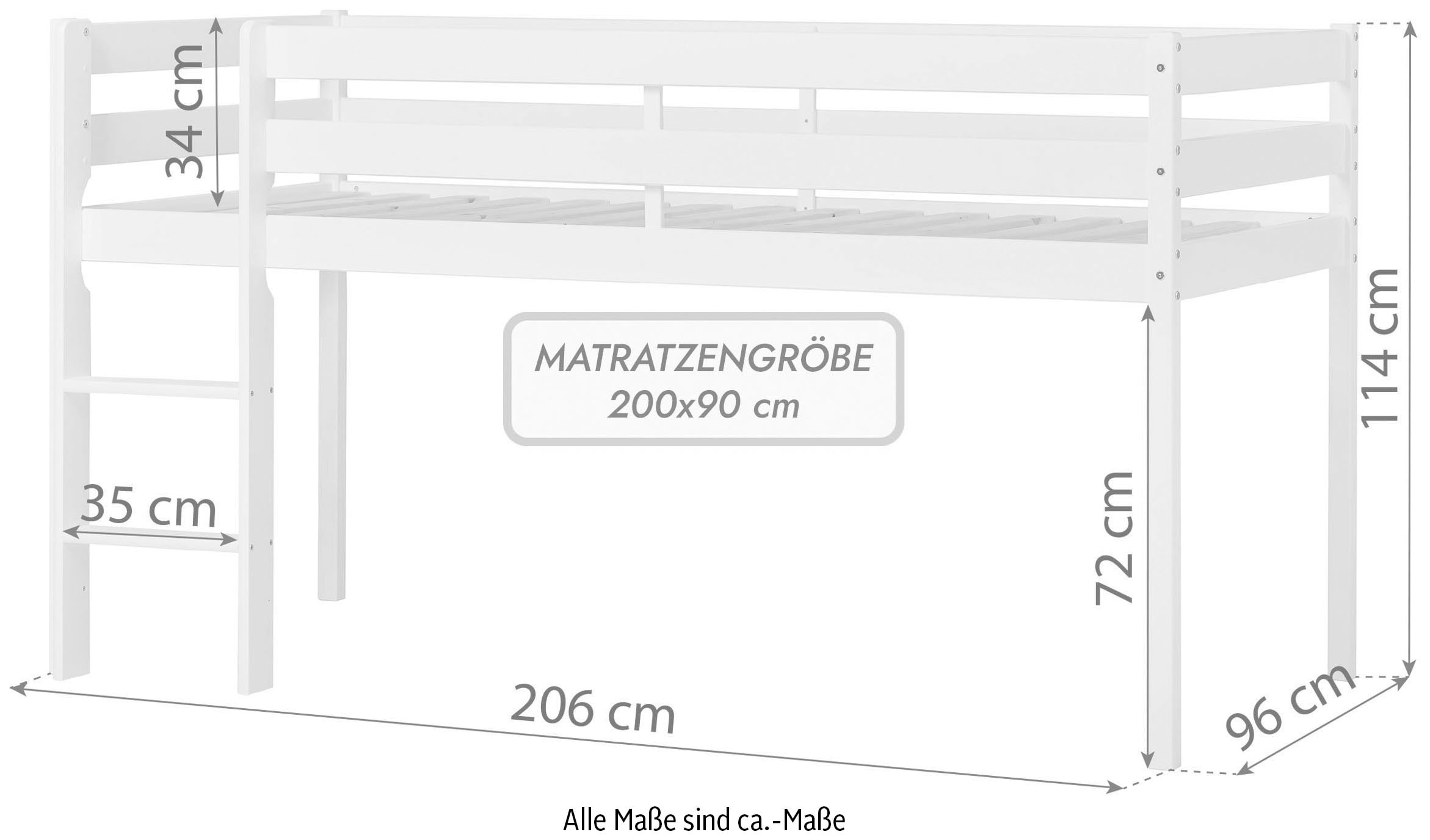 Hoppekids Spielbett »ECO COMFORT, Hochbett, in 2 Einzelbetten teilbar«, Höhe 72cm, Farbe & Grösse & Matratze