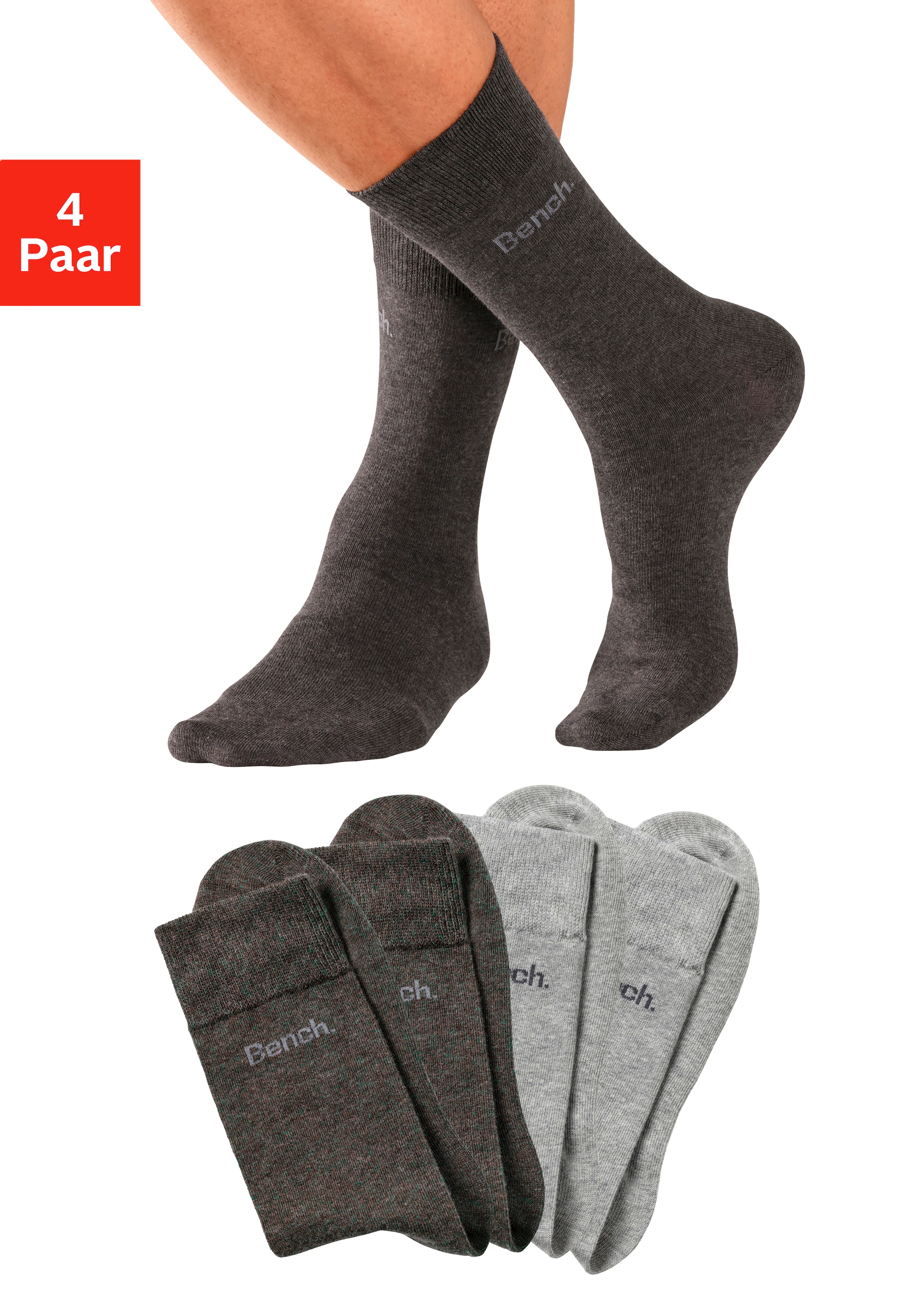 Bench. Basicsocken, (4 Paar), in angenehm weicher Markenqualität