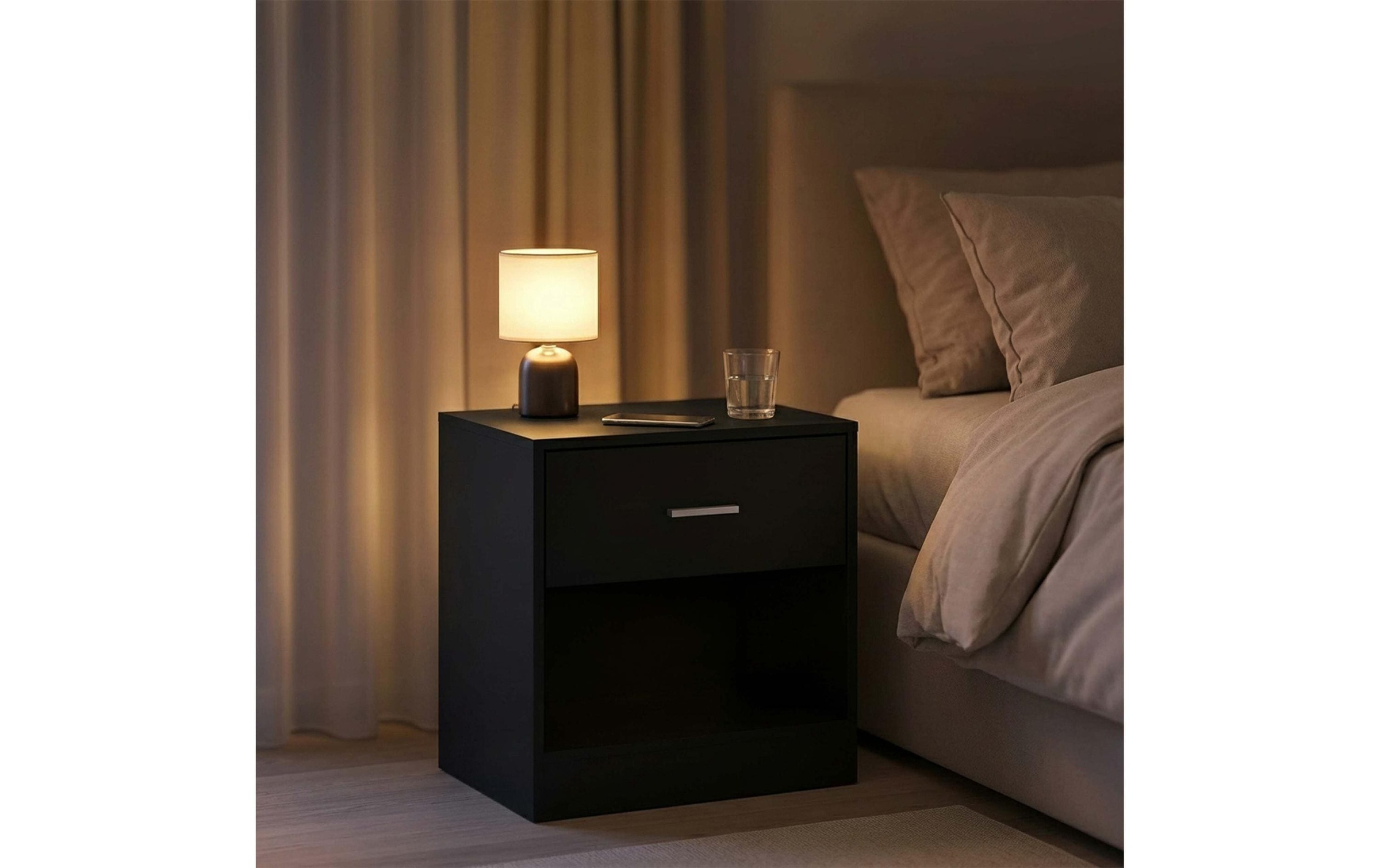 relaxdays »relaxdays Nachttisch 39 x 41 cm, Weiss/Braun«