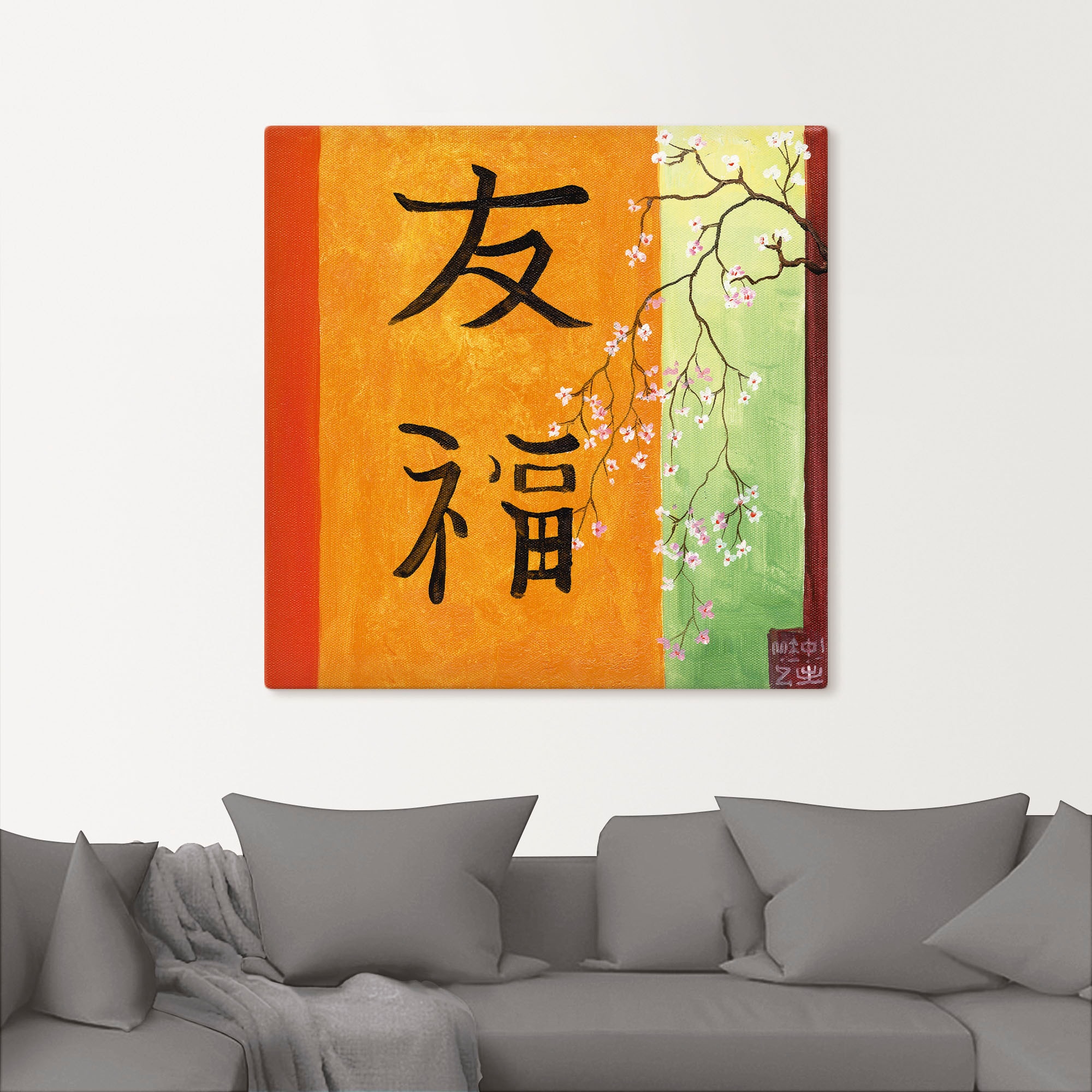 Artland Leinwandbild »Freude Glück« Zeichen 1 Stk. tlg. auf Keilrahmen gespannt