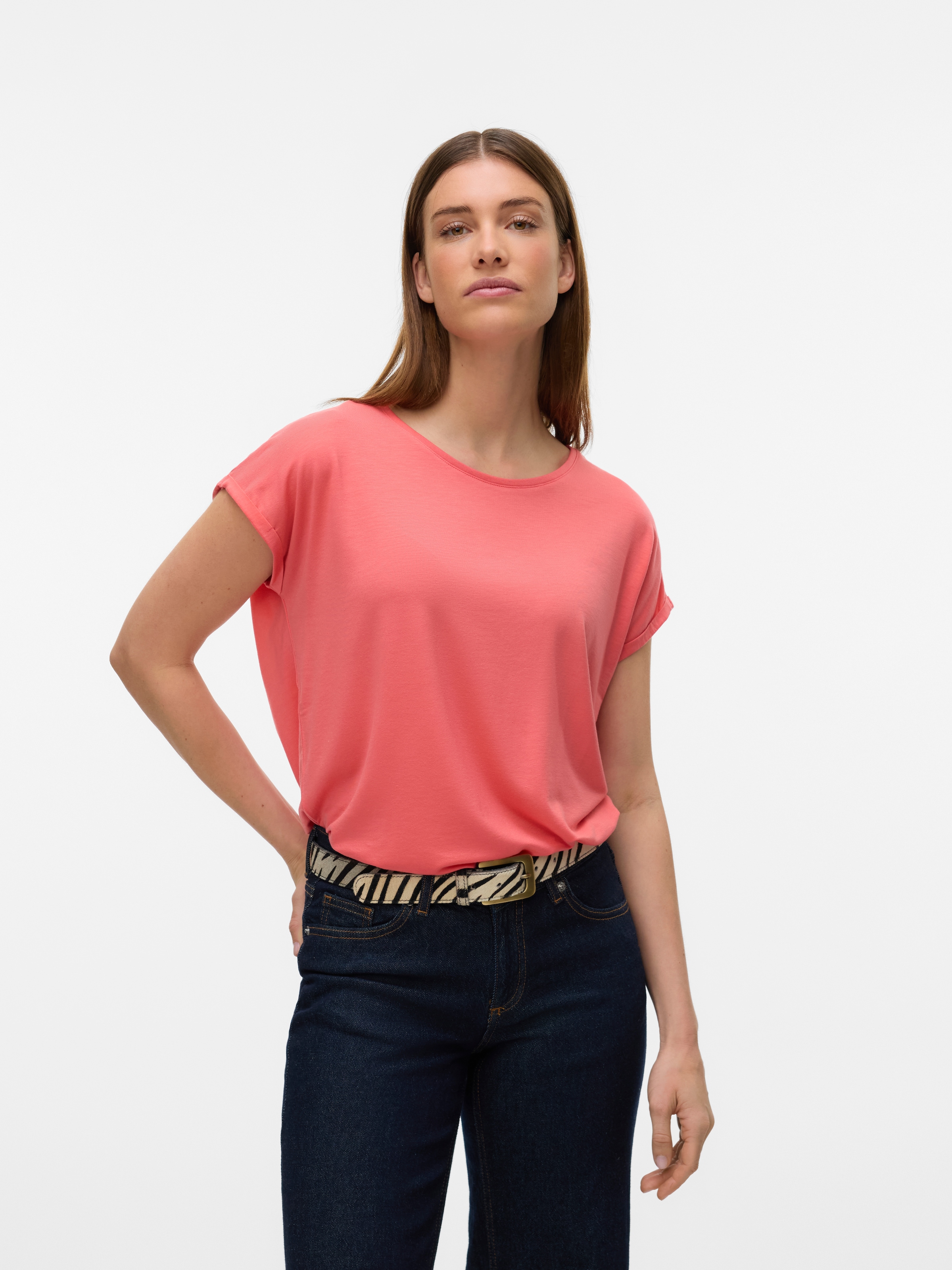 Vero Moda Rundhalsshirt »VMAVA PLAIN SS TOP GAJRS NOOS«