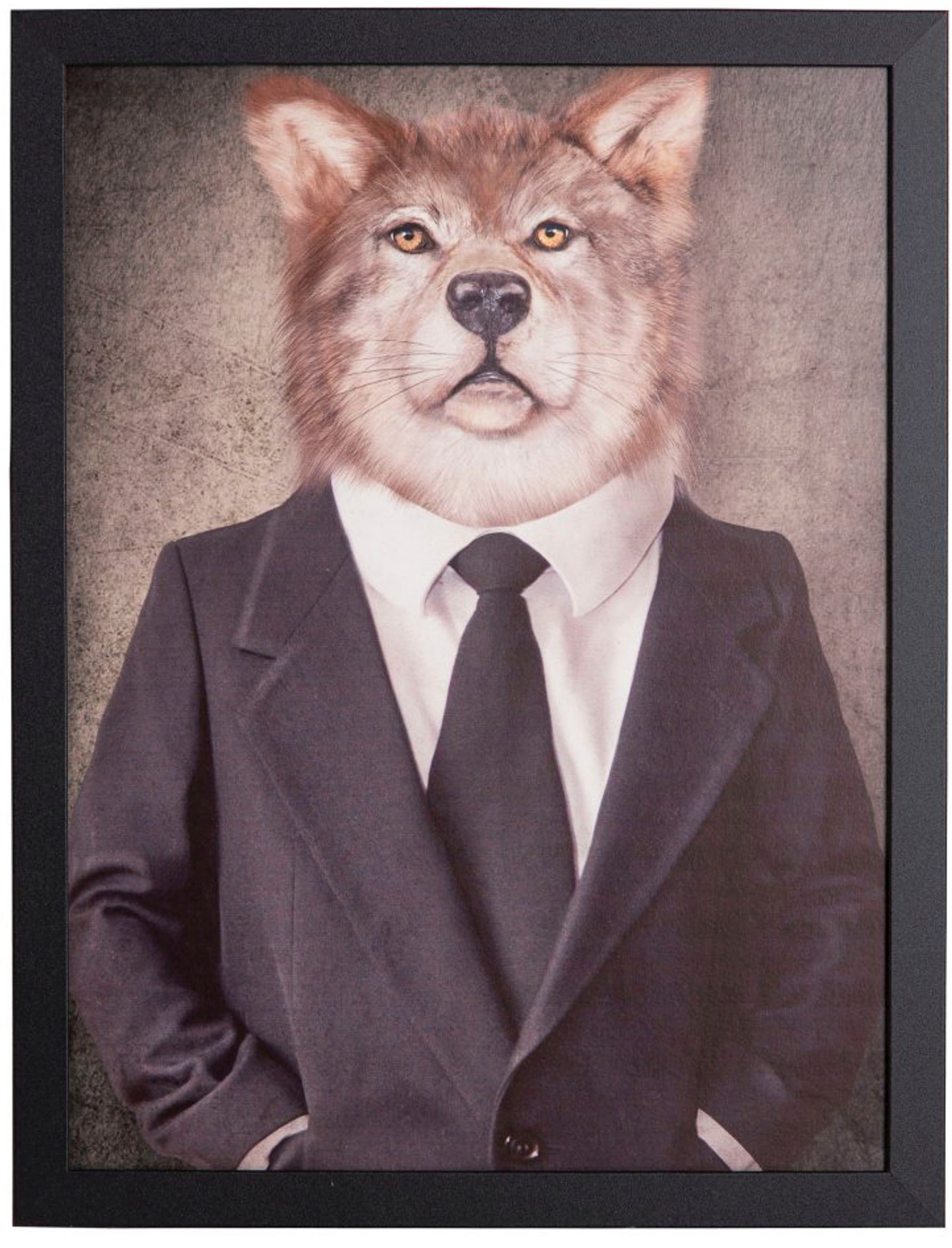 Image of Spiegelprofi GmbH Bild mit Rahmen »Wolf«, (1 St.), hochwertiger Kunstdruck, Rahmen schwarz bei Ackermann Versand Schweiz