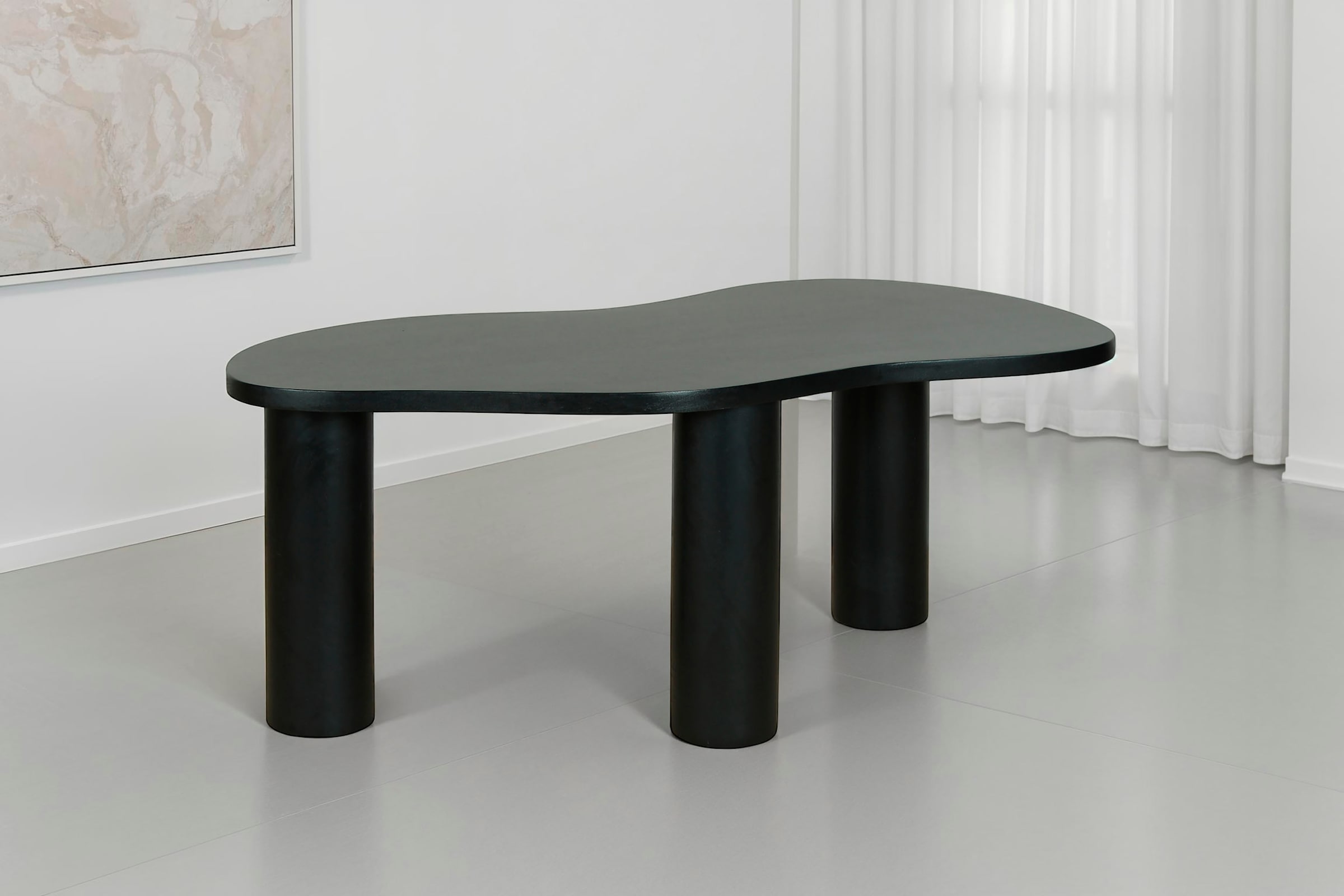 Image of byLIVING Couchtisch "ETHAN" Tischplatte und Gestell Akazie natur oder schwarz, Tischbein: 13 cm