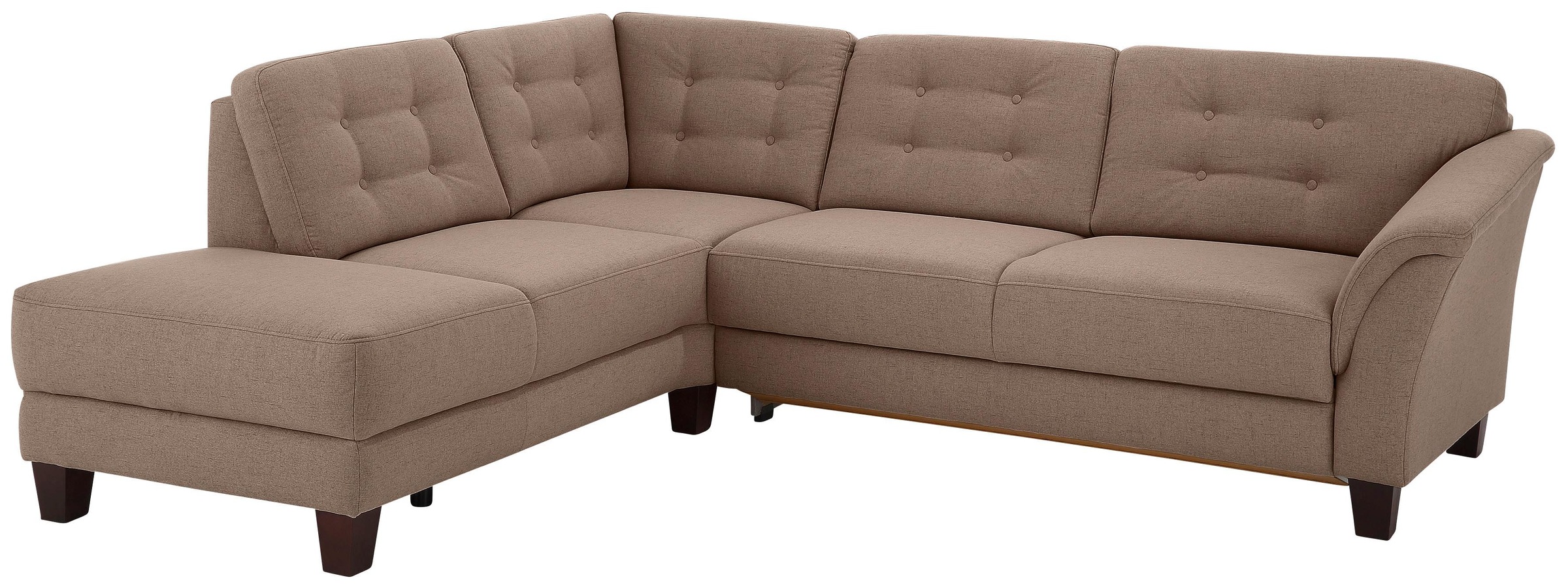 Home affaire Ecksofa »Trondheim L-Form«, mit Federkern und Knopfheftung im Rücken, Füsse Buche dunkel