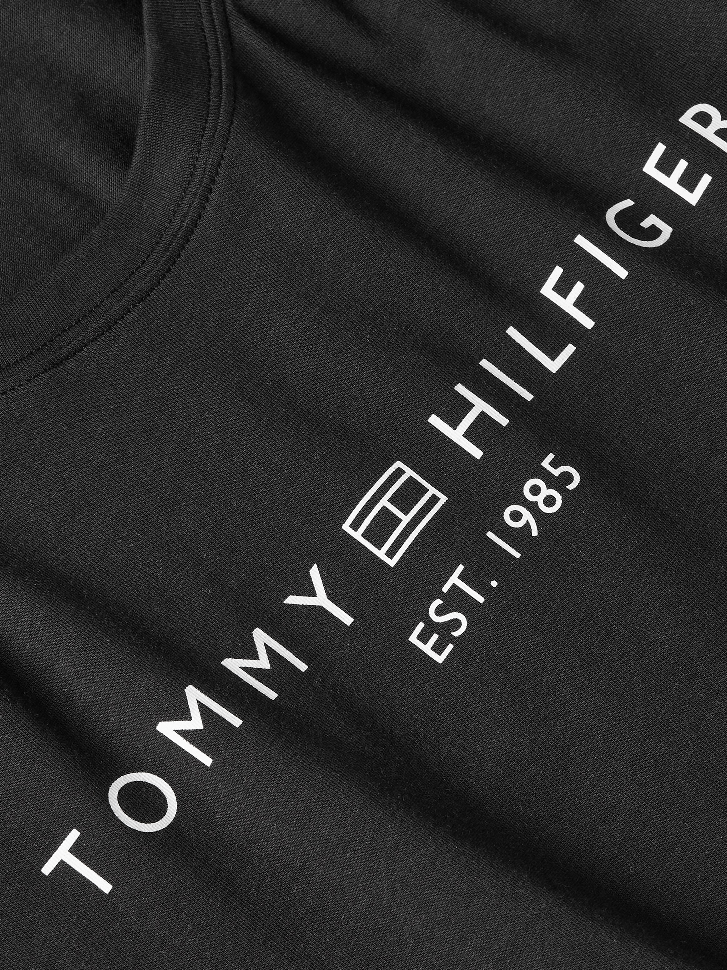 Tommy Hilfiger T-Shirt »REG CORP LOGO C-NK mit Logoschriftzug und Stickerei«, meliert, casual, regular fit, Baumwolle, Rundhals