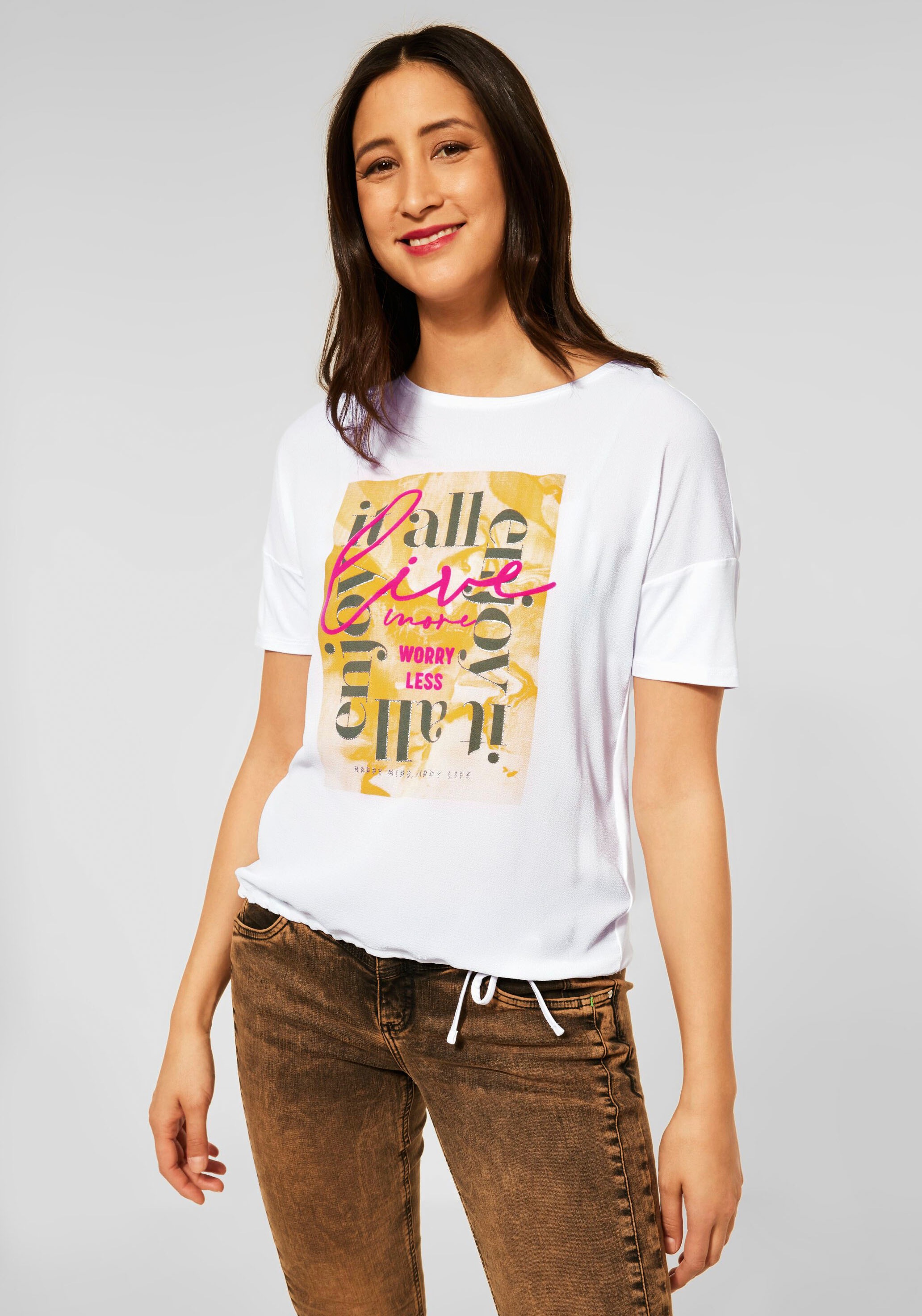 Image of STREET ONE Rundhalsshirt, mit Part-Print und Schriftzug bei Ackermann Versand Schweiz