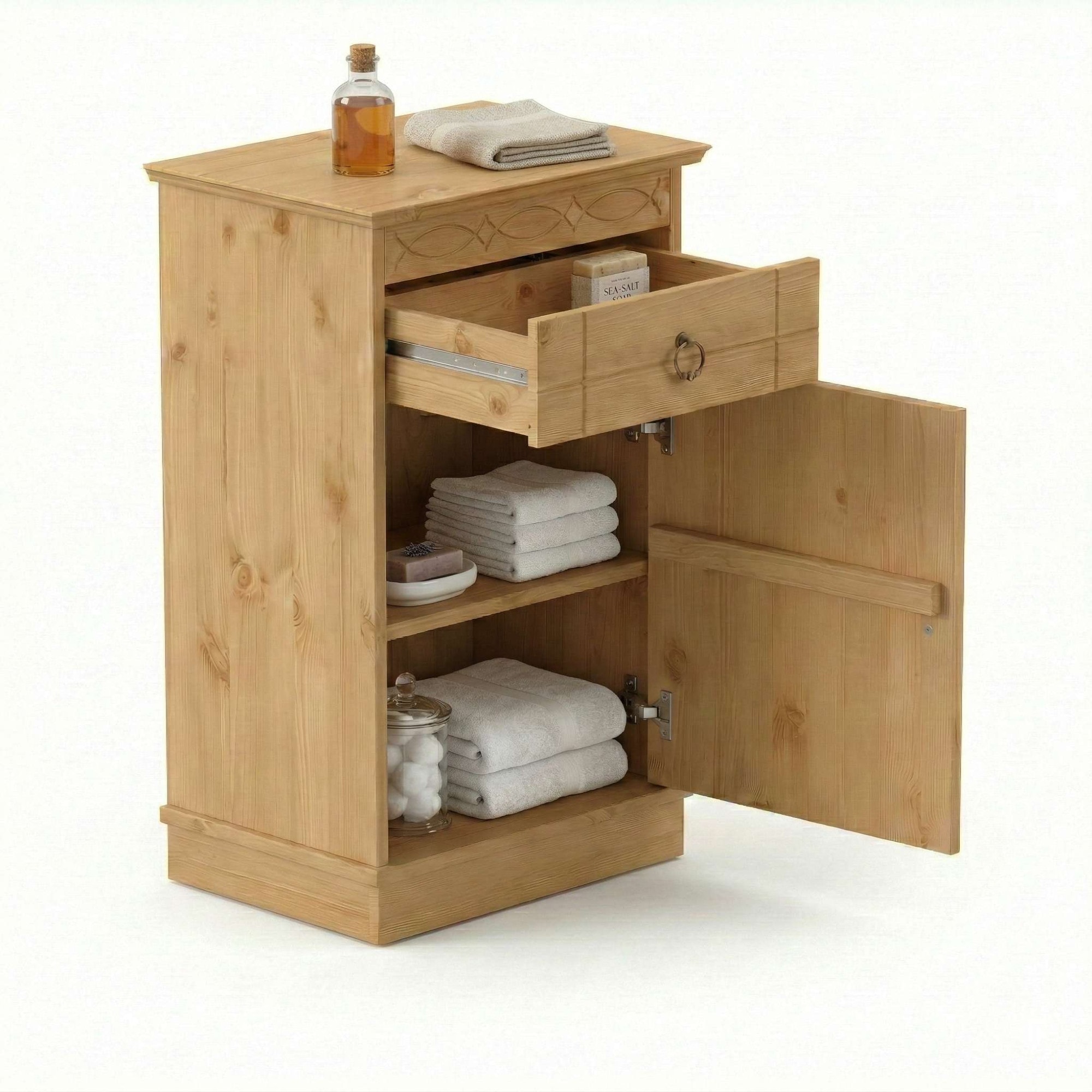 GOODproduct Unterschrank »Indra, Badschrank, Badmöbel, Badezimmerschrank« B/T/H: 46/32/73 cm,  aus massiver Kiefer, mit Schublade,  FSC®-zertifiziert