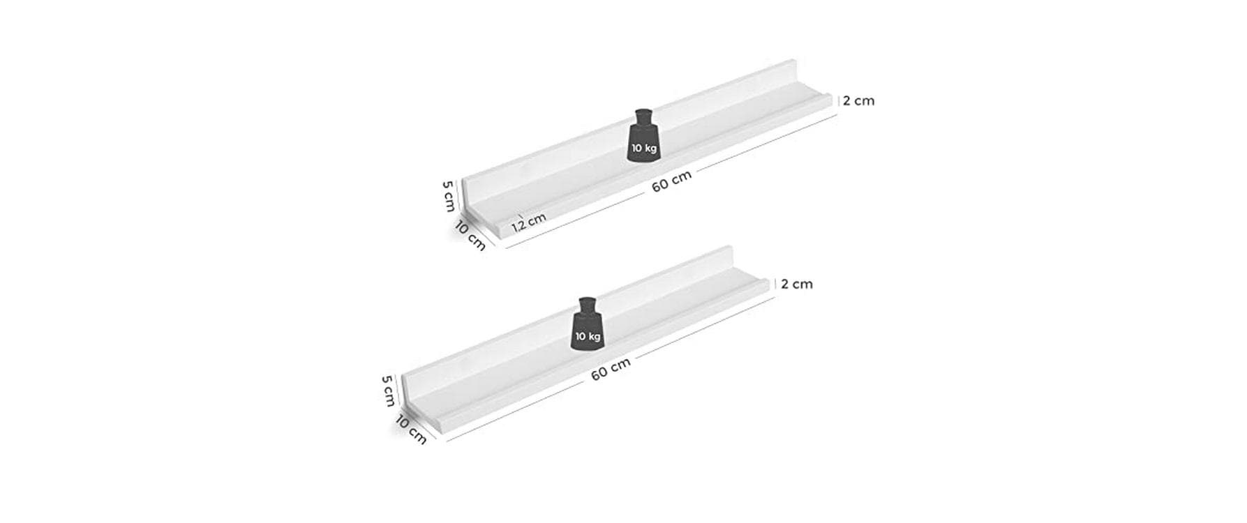 SONGMICS Wandregal »2-er Set Weiss«