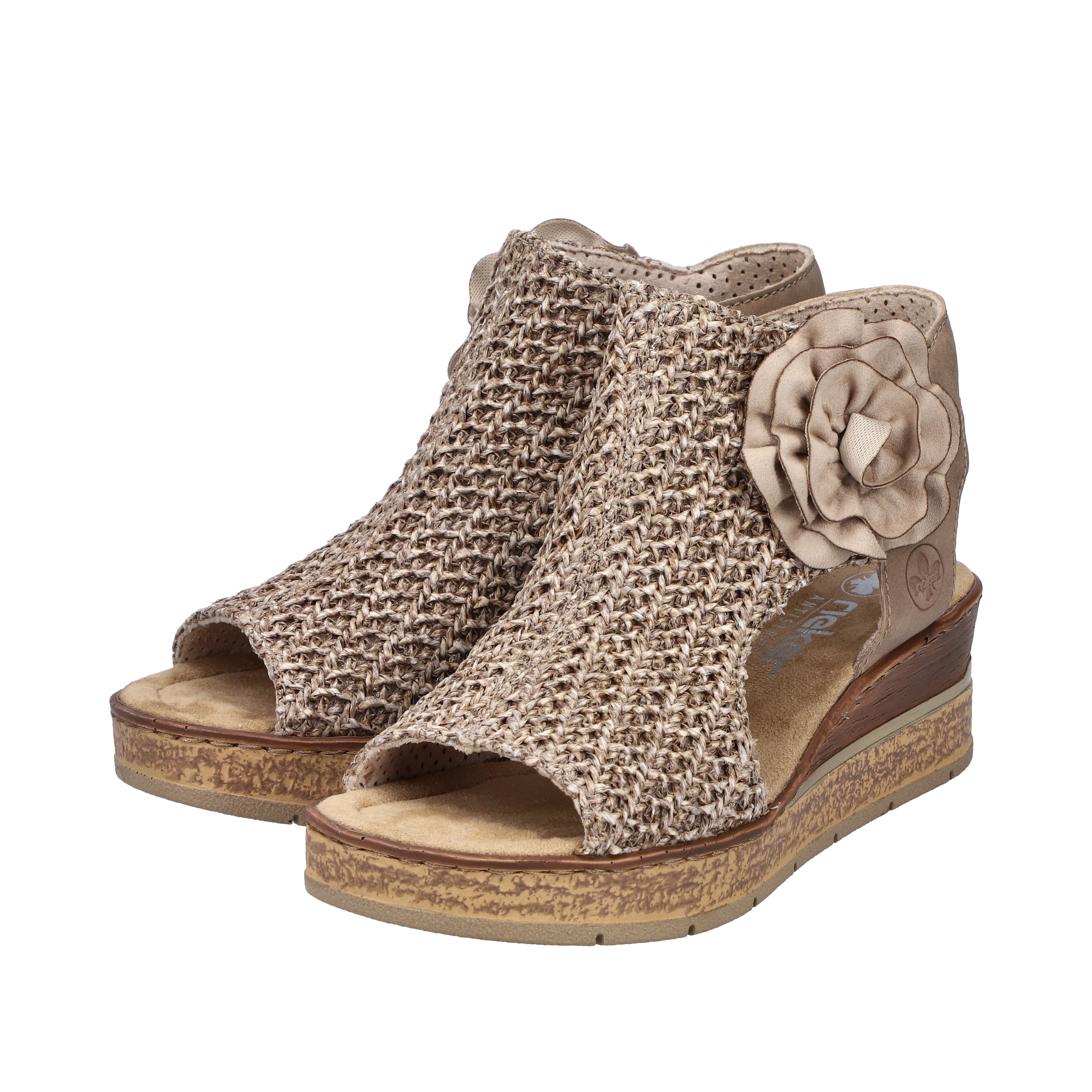 Rieker Sandales à tige  Sandale compensée, chaussure d'été, sandalette à plateforme avec fleur