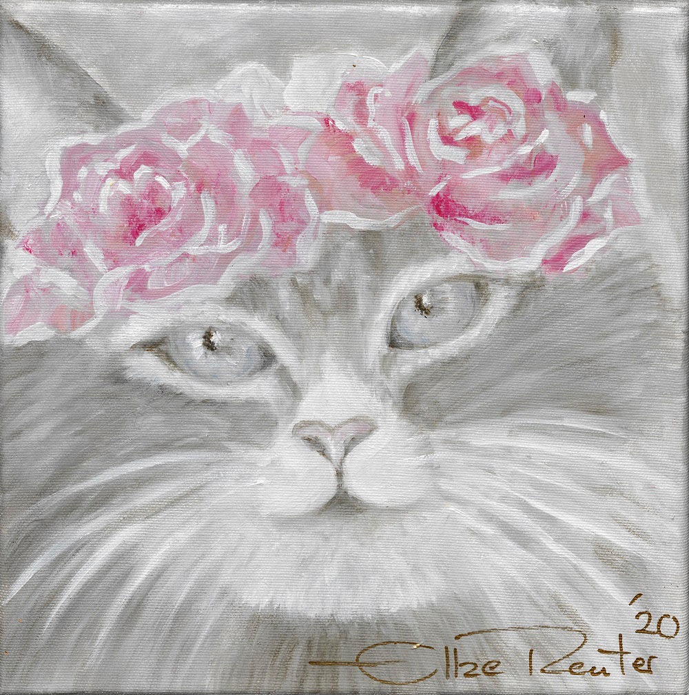 Image of queence Leinwandbild »Cat with Flowers«, Katze, (1 St.) bei Ackermann Versand Schweiz