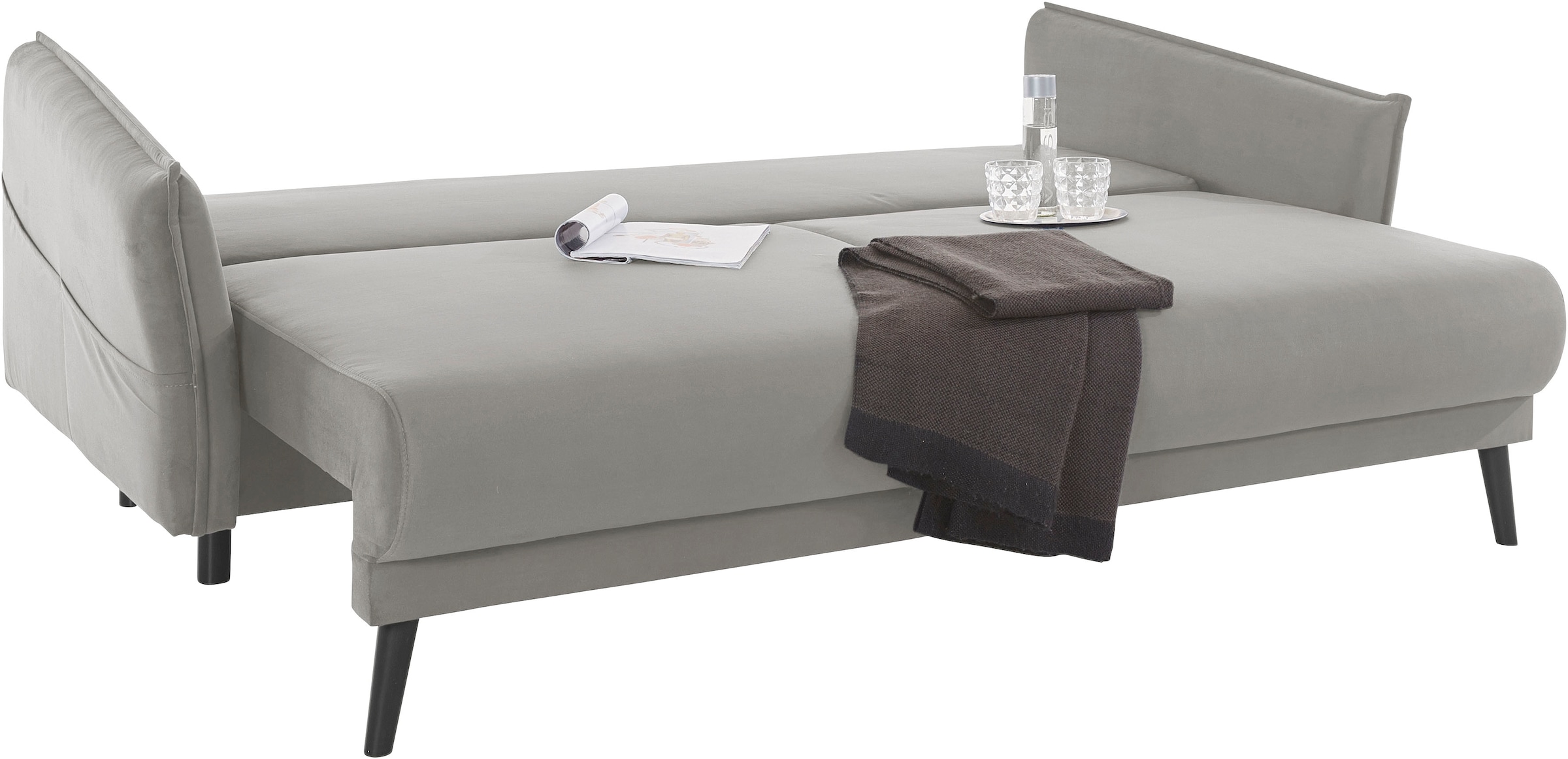 INOSIGN Schlafsofa »Asra« incl. Bettfunktion und Bettkasten, Seitentasche im Armteil, Federkern