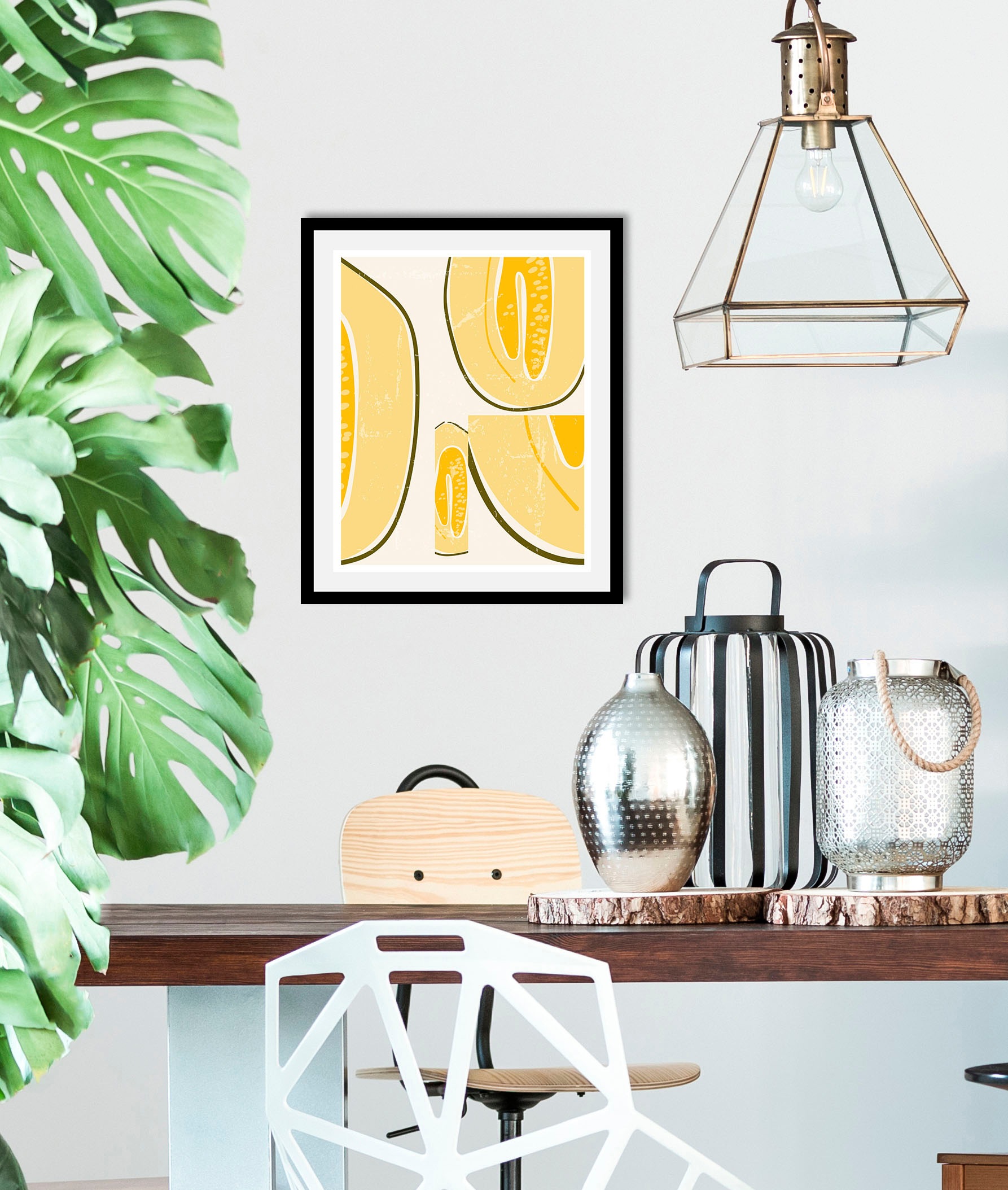 Image of queence Bild "Fifi" Abstrakt Essen Figuren Kunst Lebensmittel Obst Obst Bilder 1 Stk. tlg. gerahmt