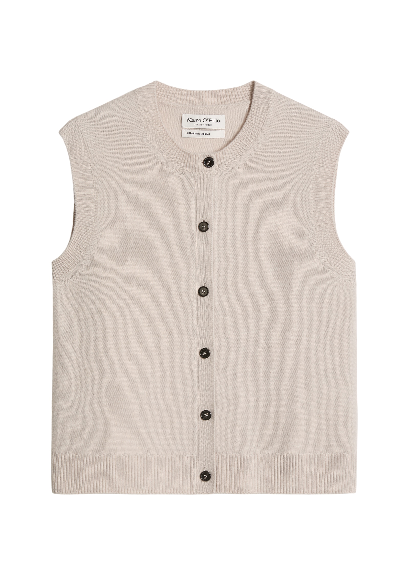 Marc O'Polo Gilet tricoté Cardigan sans manches régulier en laine d'agneau douce