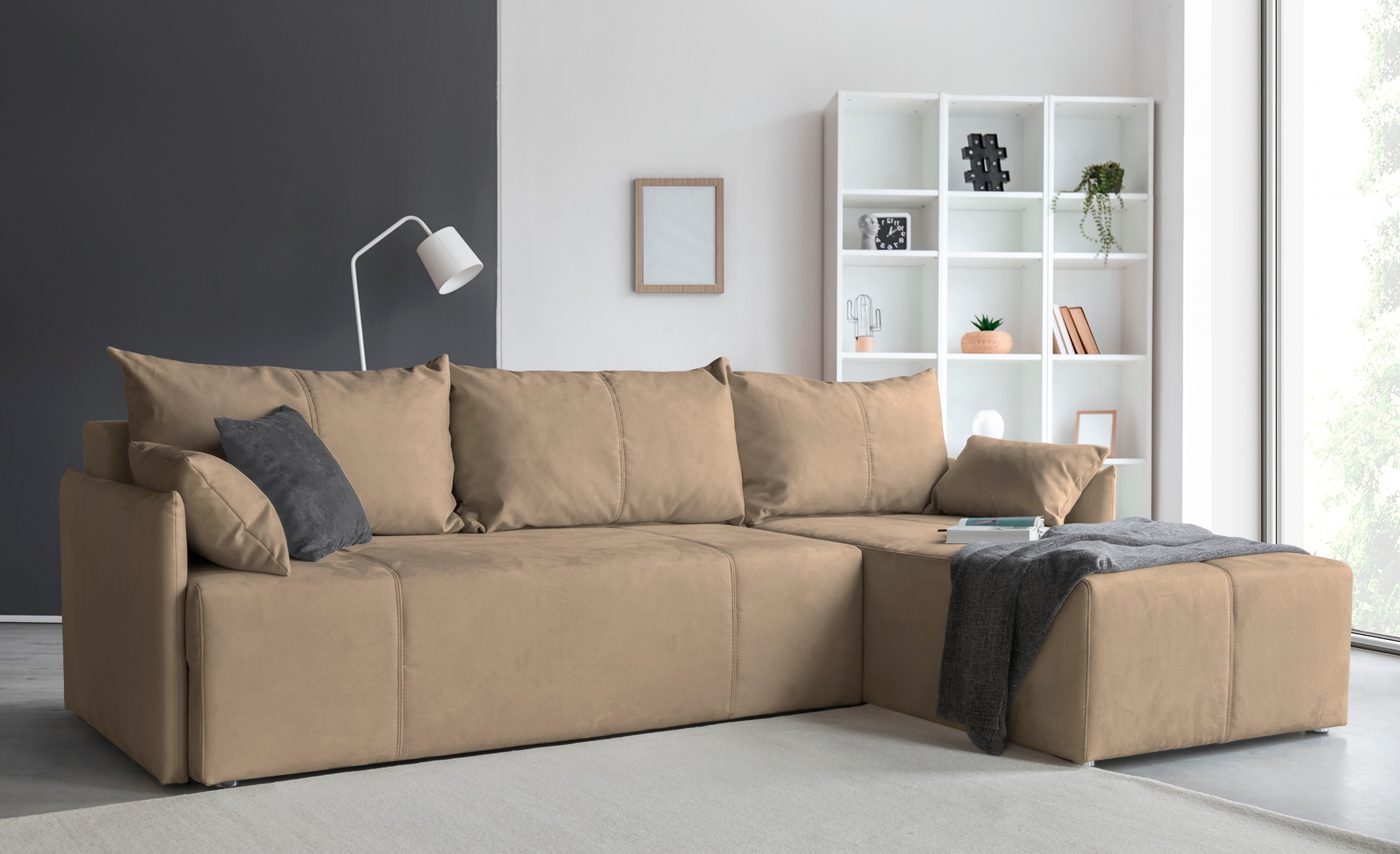 Image of COLLECTION AB Ecksofa "CAB L-Form, B: 263 cm" Bettfunktion, Bettkasten & 2 Zierkissen, Federkern