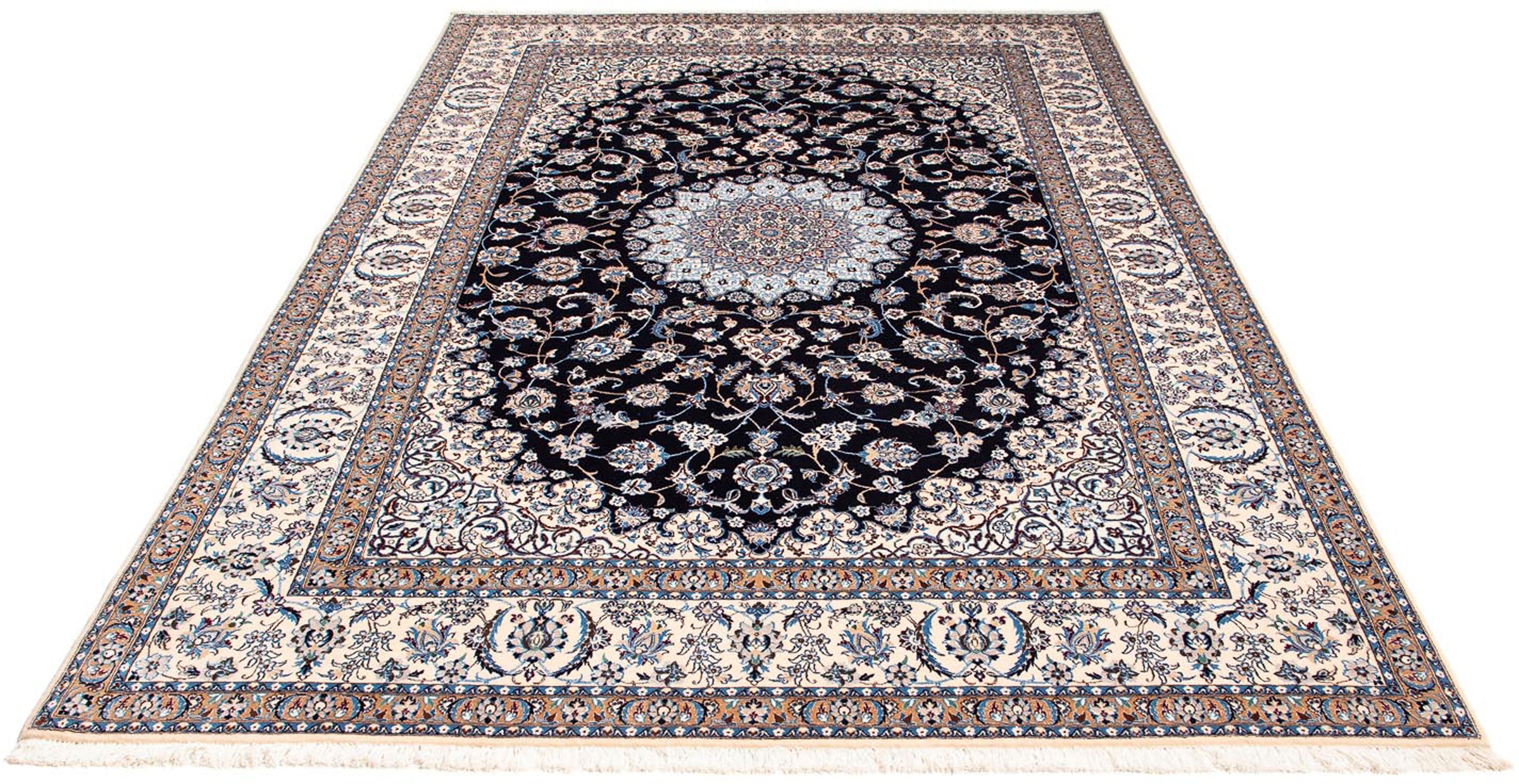 Image of morgenland Orientteppich »Perser - Nain - Premium - 264 x 177 cm - dunkelblau«, rechteckig, 6 mm Höhe, Wohnzimmer, Handgeknüpft, Einzelstück mit Zertifikat bei Ackermann Versand Schweiz