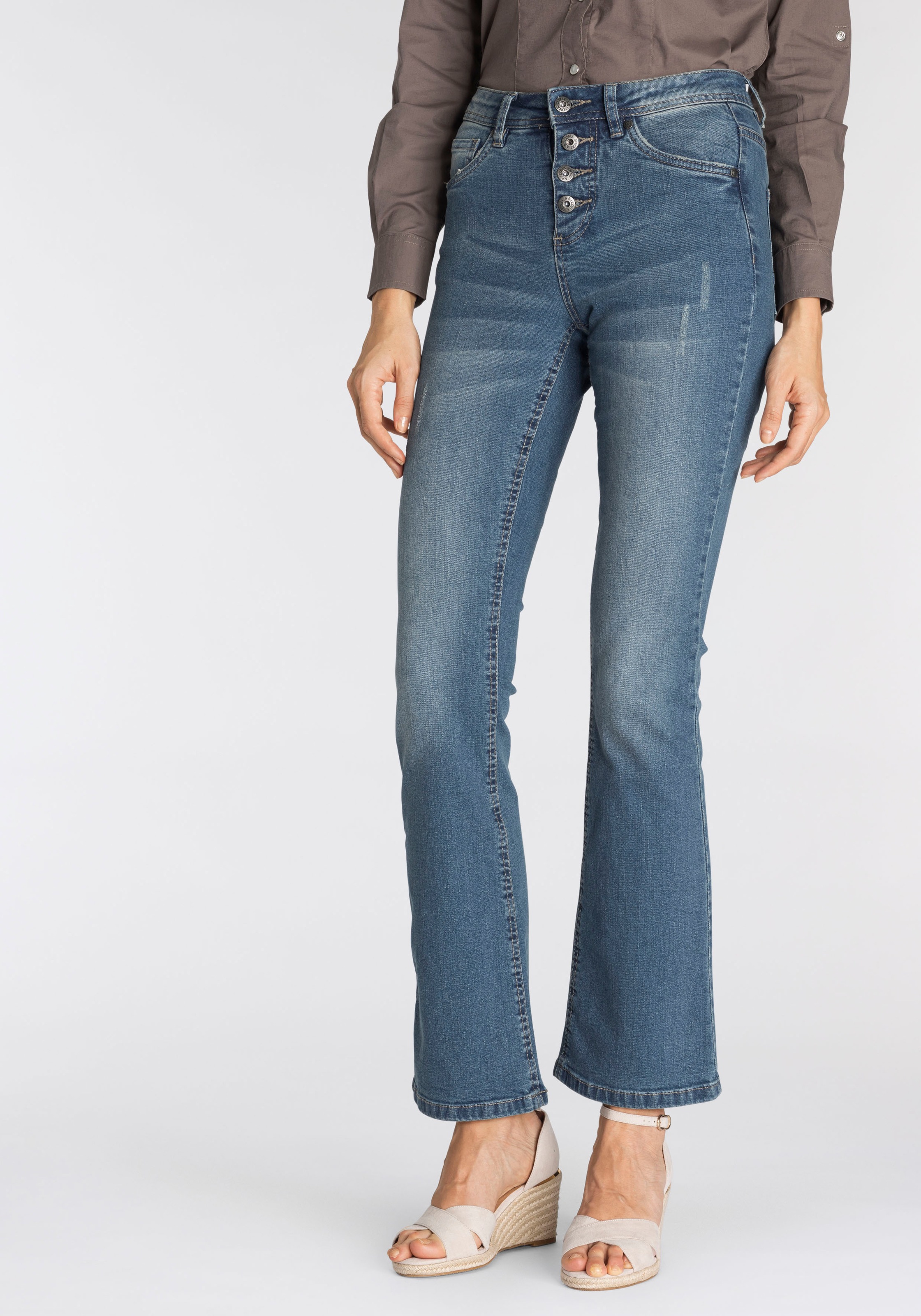 Image of Arizona Bootcut-Jeans »mit sichtbarer Knopfleiste«, High Waist bei Ackermann Versand Schweiz