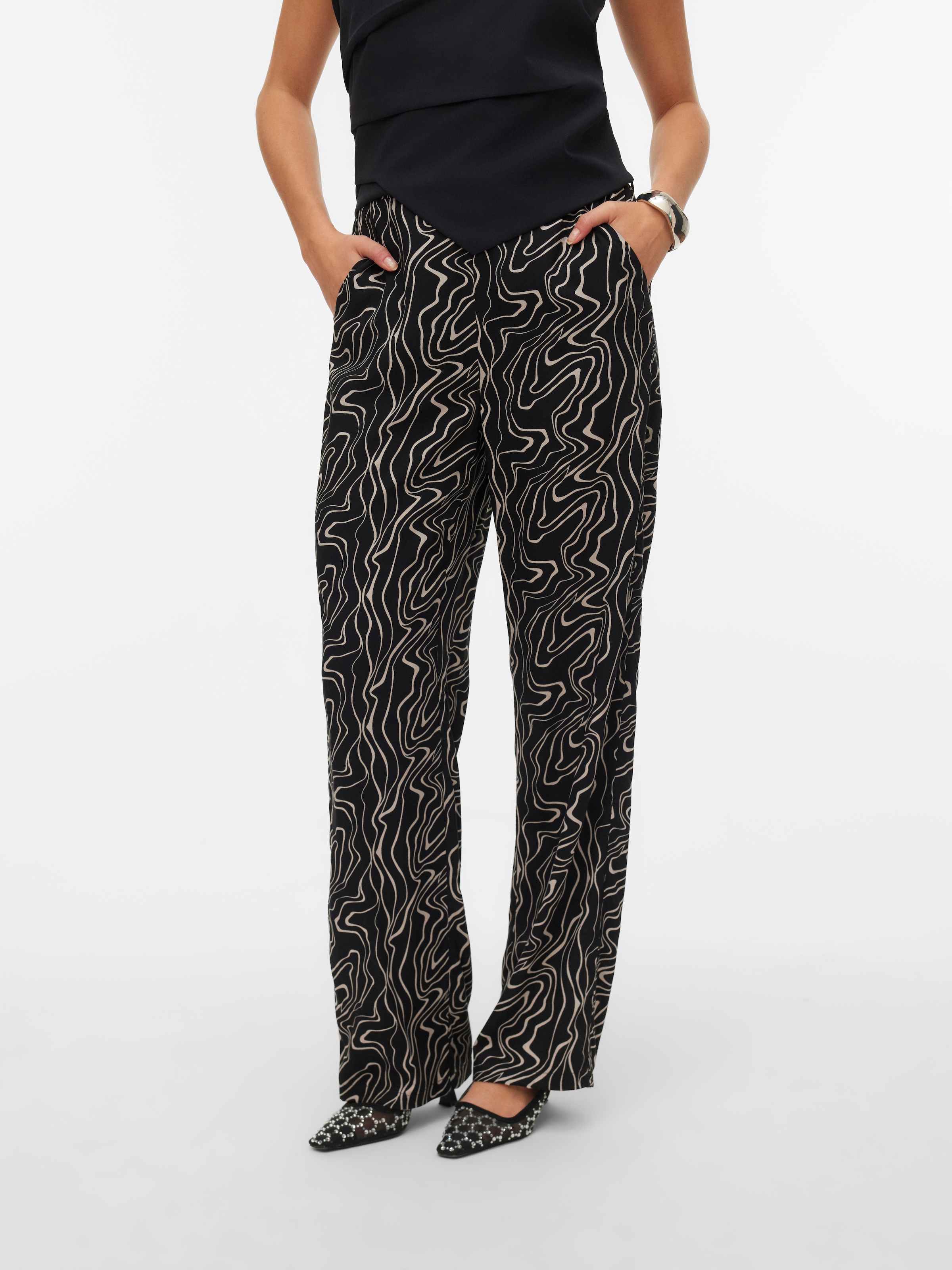 Image of Vero Moda Schlupfhose "VMEASY JOY HW WIDE PANTS WVN GA" Viskose, loose fit