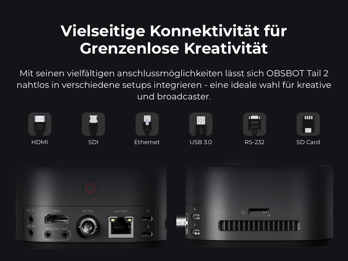 OBSBOT Camcorder »Tail 2« Bluetooth | LAN (Ethernet) 5 fachx opt. Zoom