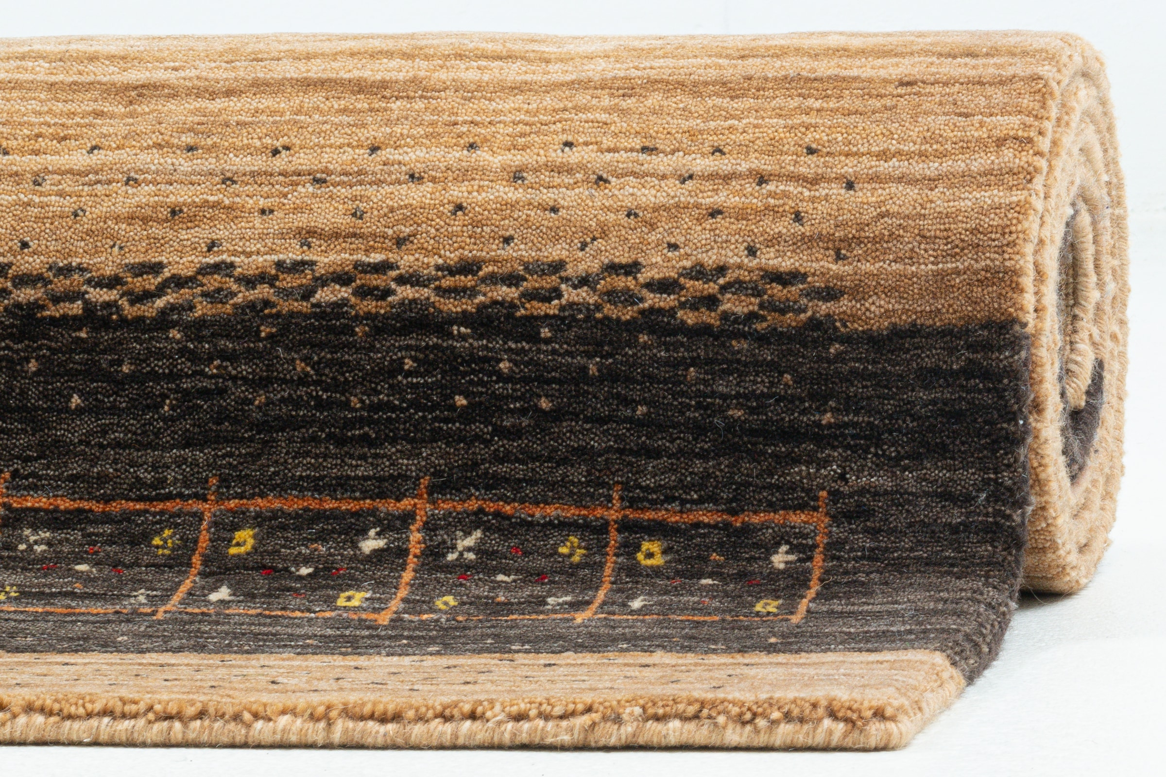 THEKO Tapis en laine »Lori Star Gold« Rectangulaire 12 mm Höhe reine Wolle, handgewebt, ideal im Wohnzimmer & Schlafzimmer