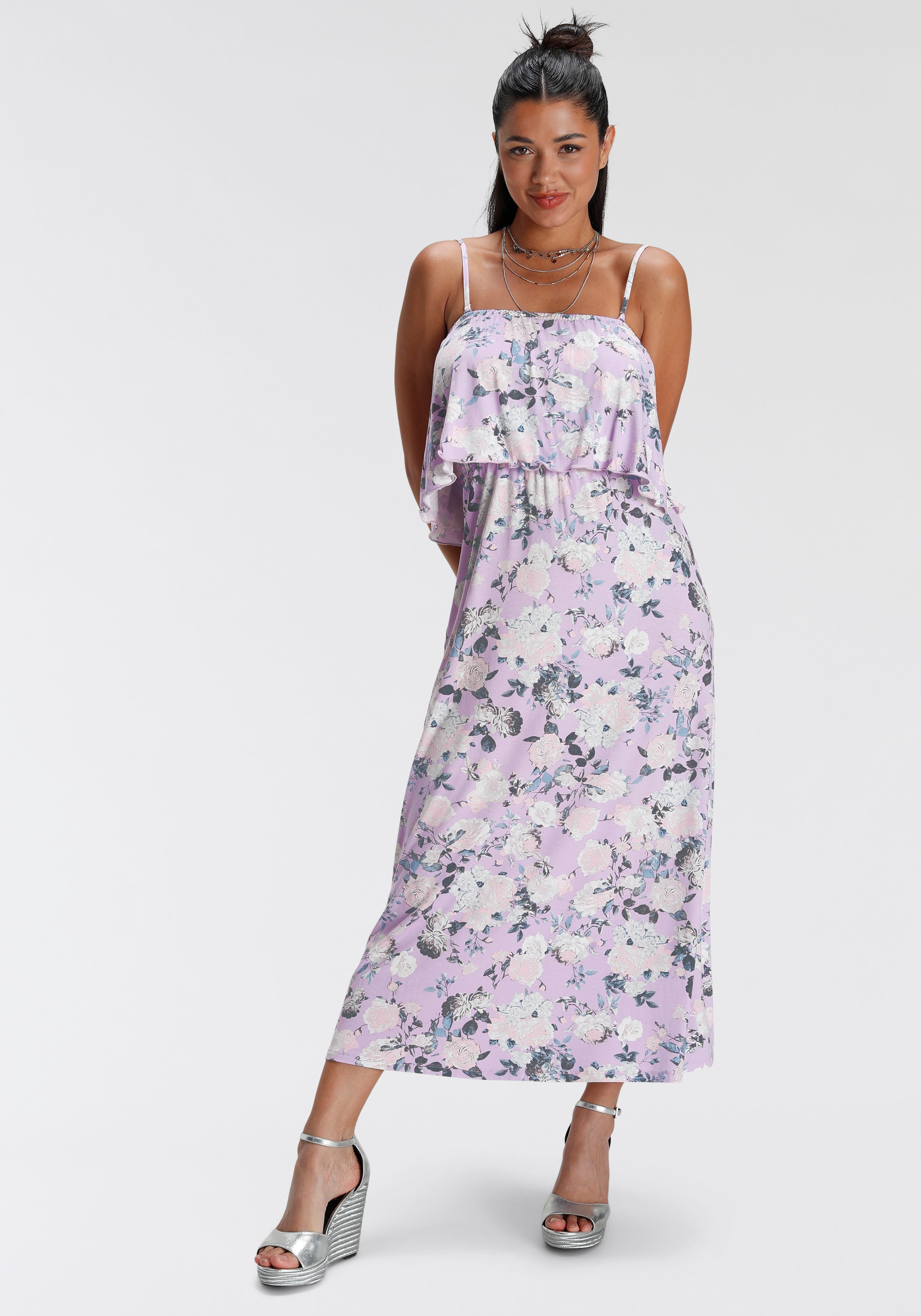 Melrose Maxikleid, mit Volant am Ausschnitt - NEUE KOLLEKTION kaufen