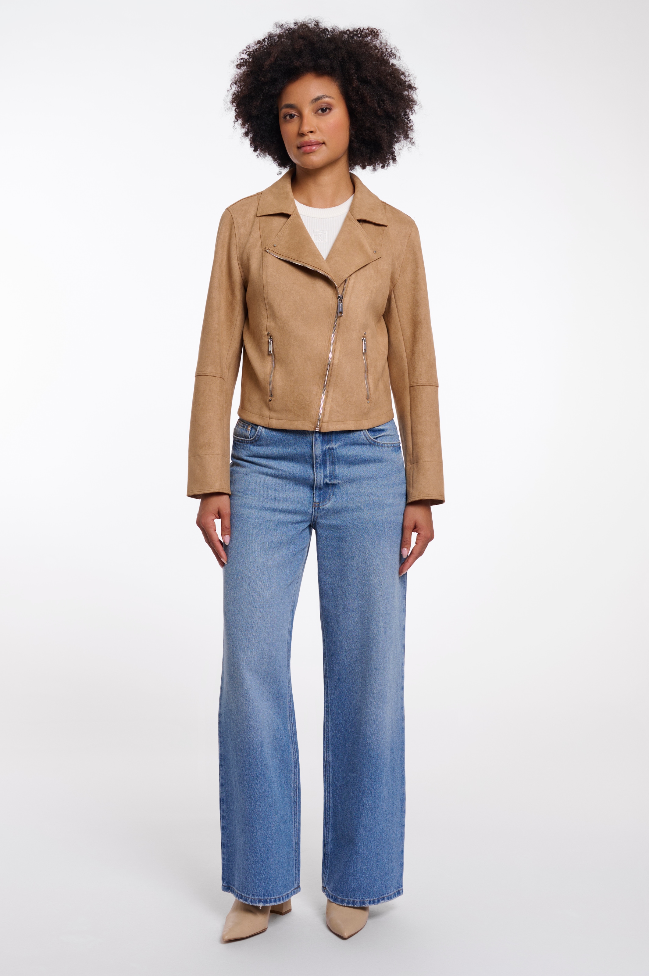 Rino & Pelle Veste de motard »INE« ohne Kapuze mit schrägem Reissverschluss und Reverskragen