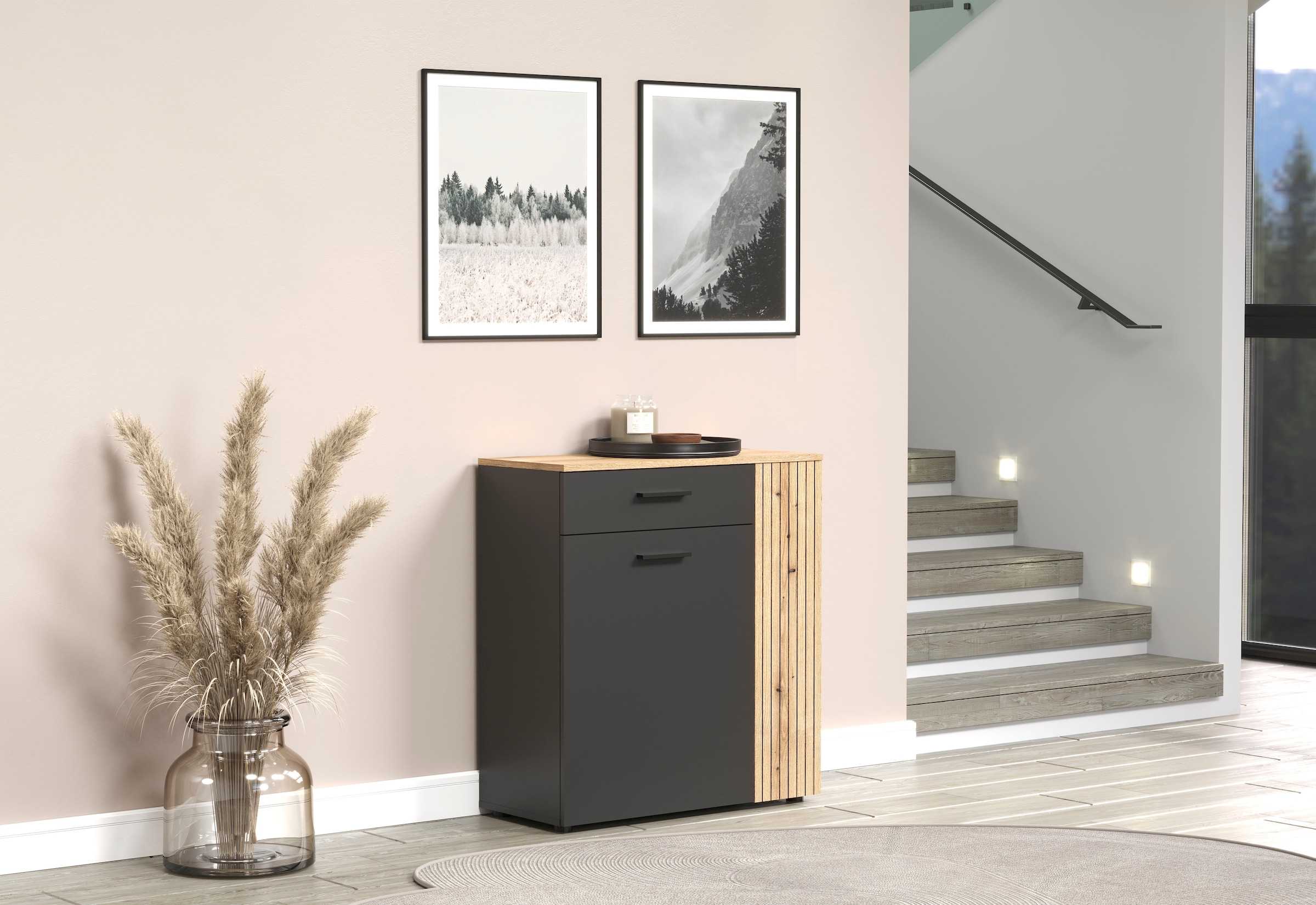 Home affaire Schuhschrank »Estepona« 1 Stk. tlg. Schuhkommode mit 2 Türen und Schubkasten – (B/T/H) 80/36/88 cm