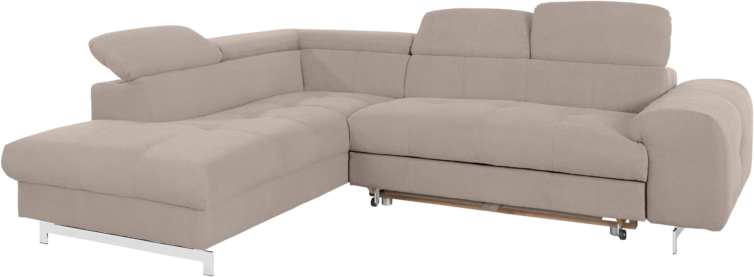 COTTA Ecksofa »Chef L-Form« mit Kopfteilverstellung, edle Metallkufen, wahlweise mit Bettfunktion