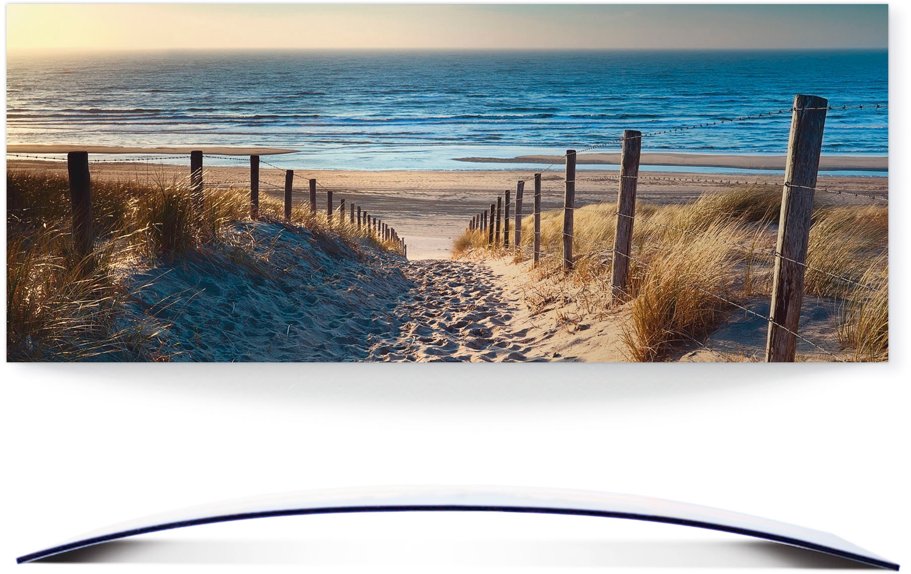 Image of Artland Wandbild »Weg zum Nordseestrand Sonnenuntergang«, Strand, (1 St.), 3D Optik gebogen bei Ackermann Versand Schweiz