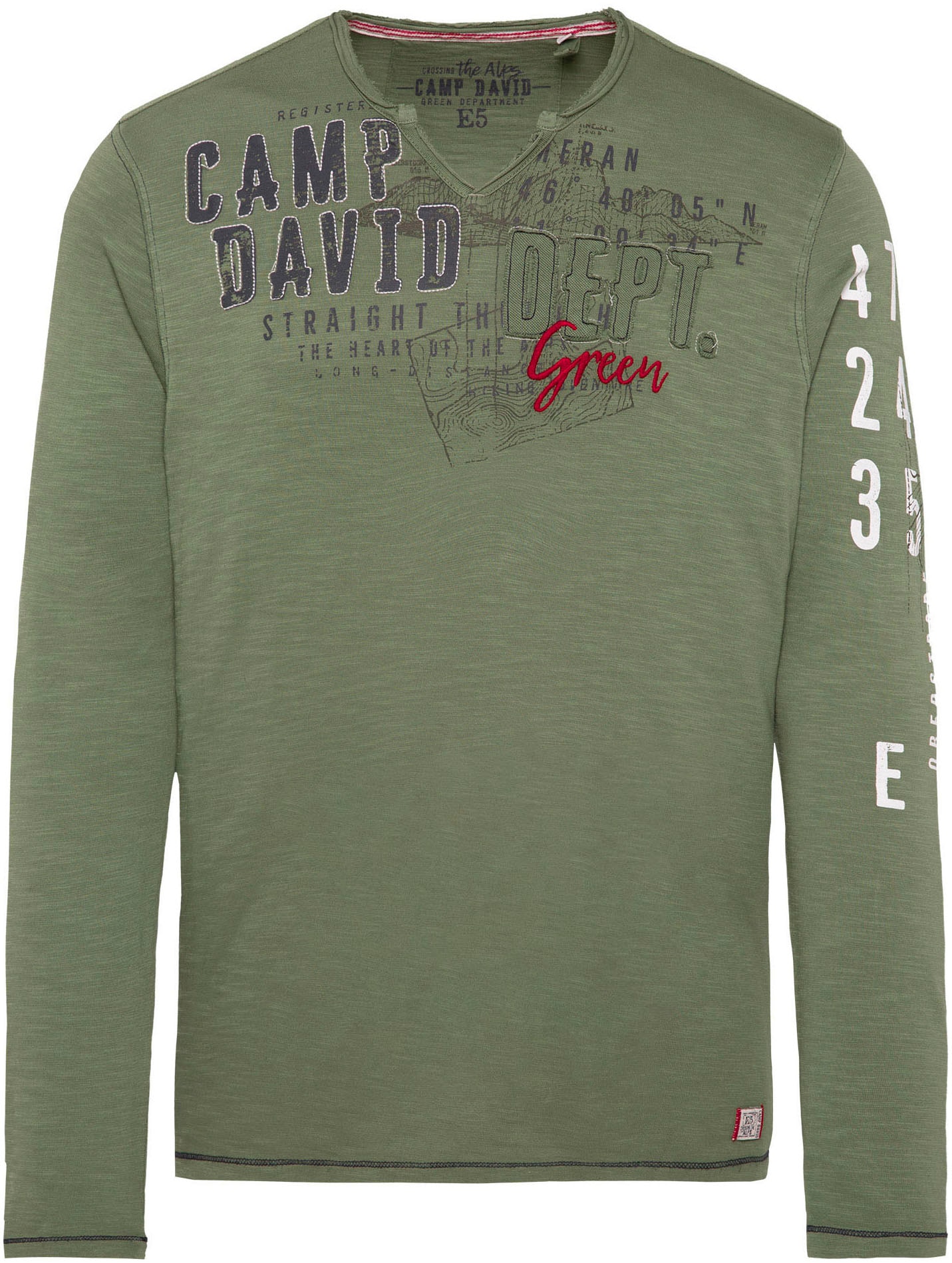 CAMP DAVID Langarmshirt, mit offenen Kanten