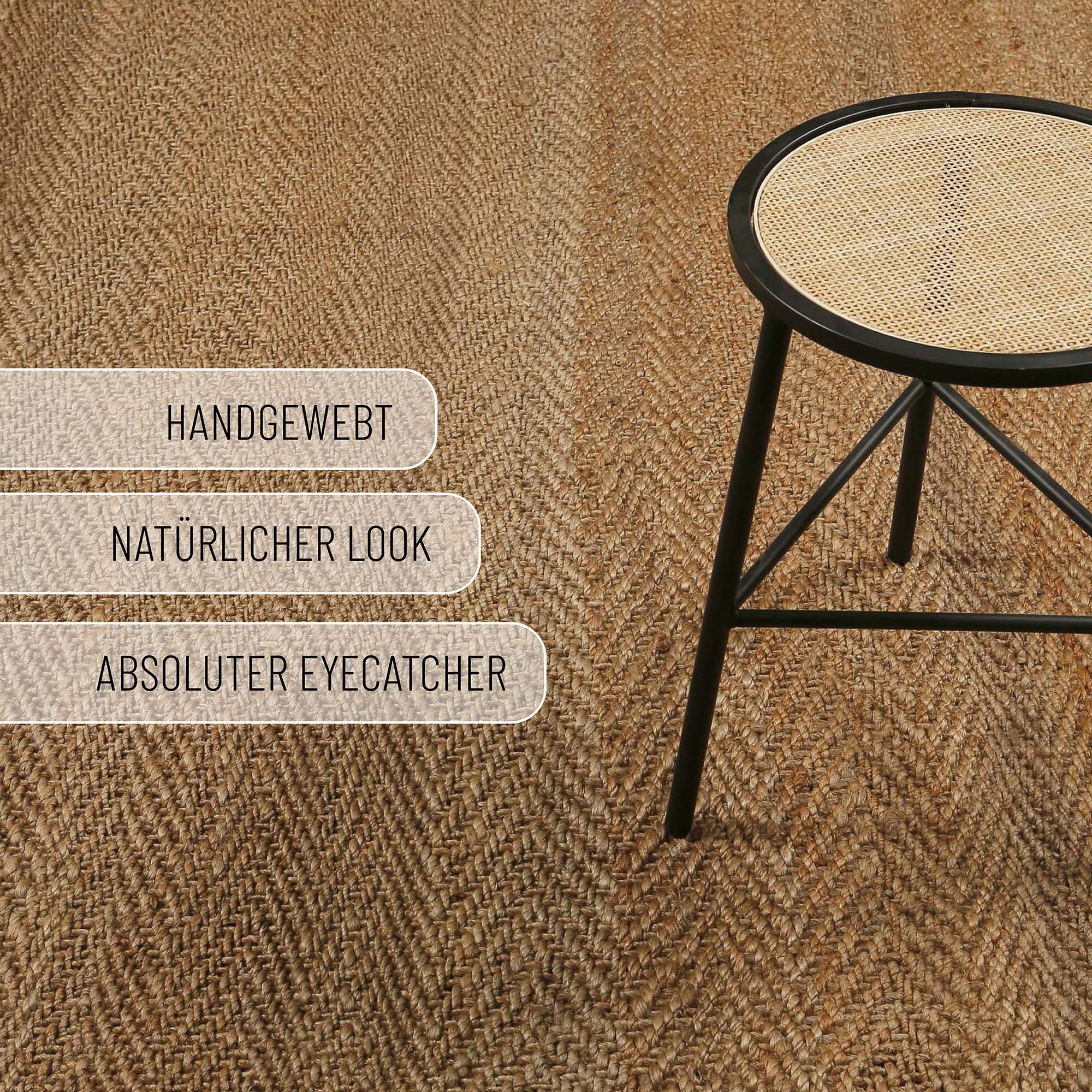 Green Looop Teppich »Dhurry« rechteckig 12 mm Höhe handgewebt, robust, strapazierfähig, Jute, Natur, Wohnzimmer