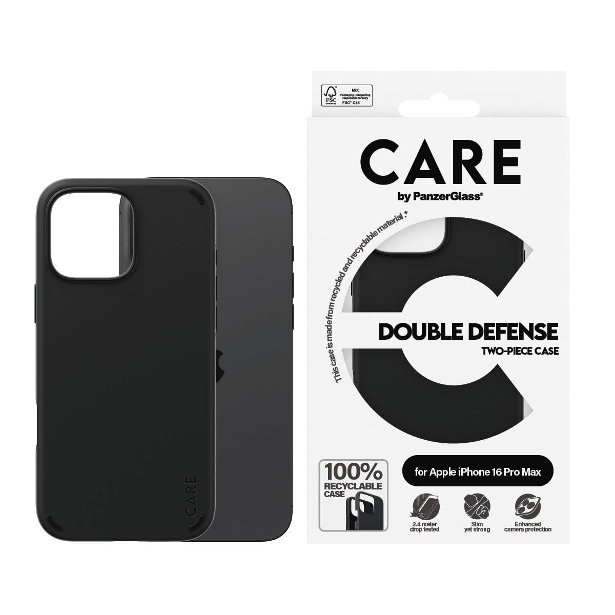 Image of CARE by PanzerGlass Handyhülle "Double Defence Case für Apple iPhone 16 Pro Max" Backcover, Schutzhülle, Handyschutzhülle, Case, Schutzcase, stossfest