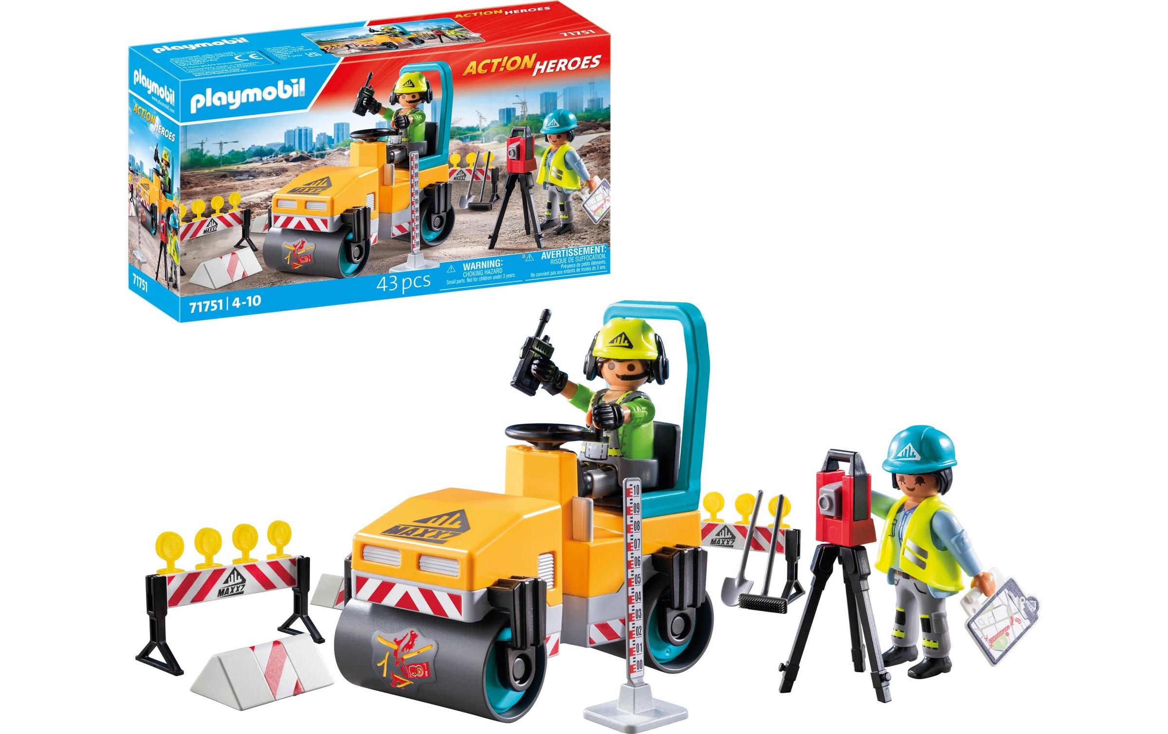 Playmobil® Spielbausteine »Action Heroes Strassenbaustelle 71751«, (43 St.)