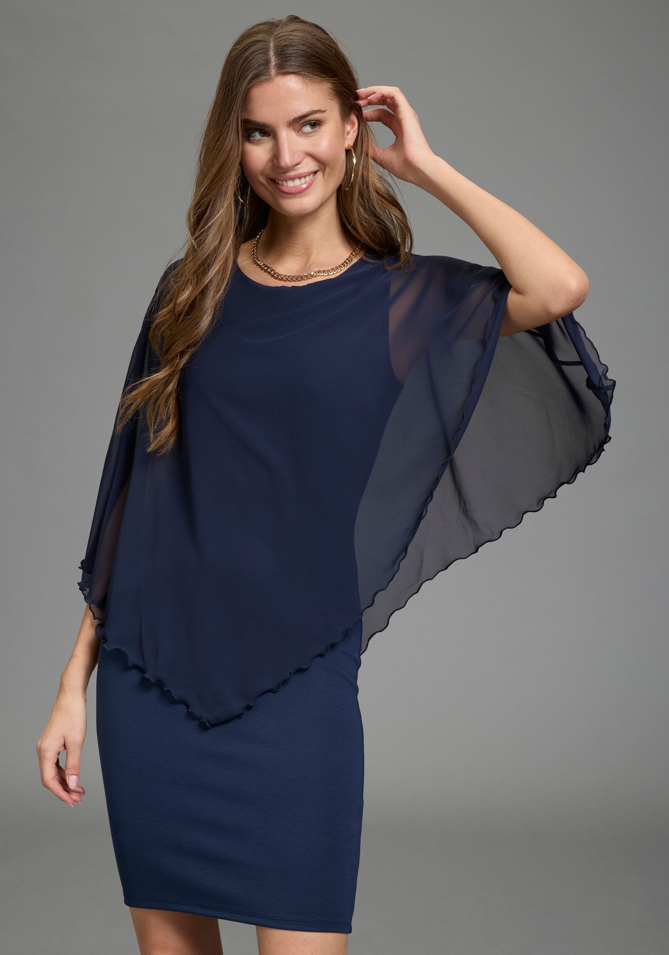 Laura Scott Robe de soirée für festliche Anlässe, aus Milano Rib und Chiffon, elastisch