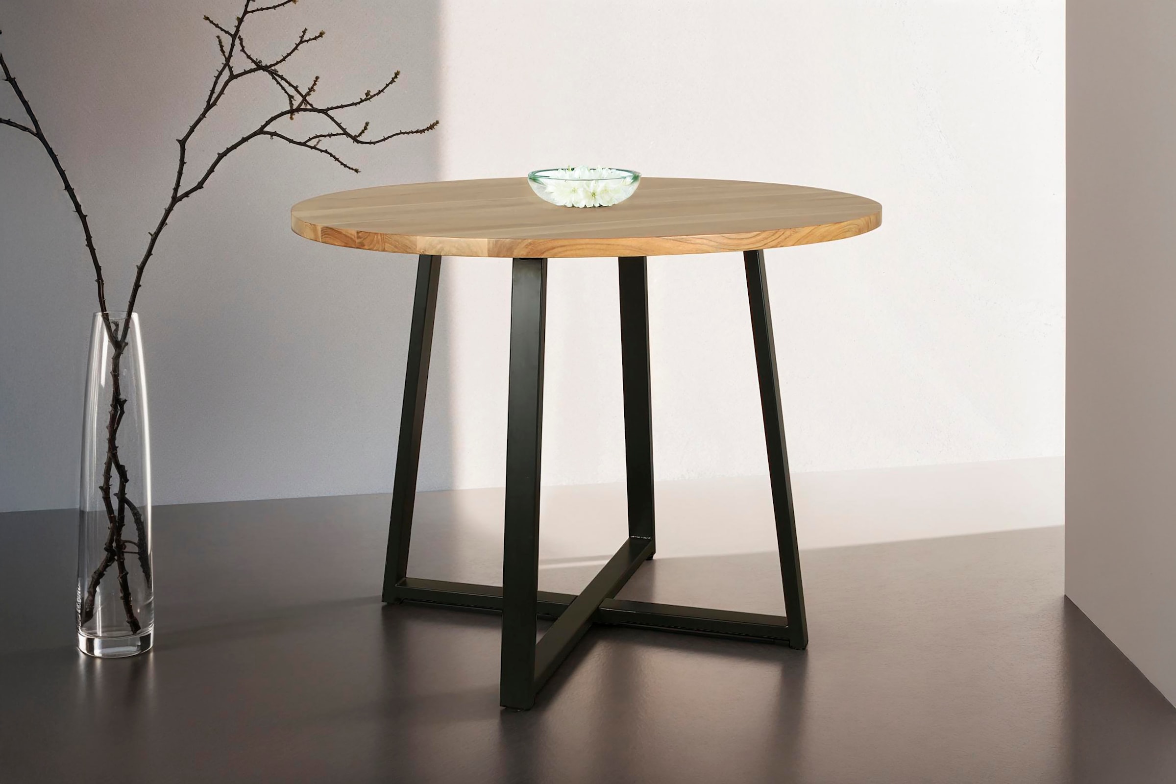 Image of byLIVING Esstisch "Arrow" 1 Stk. tlg. mit 2,5cm starker, runder Massivholz Tischplatte, D 100, H 77 cm