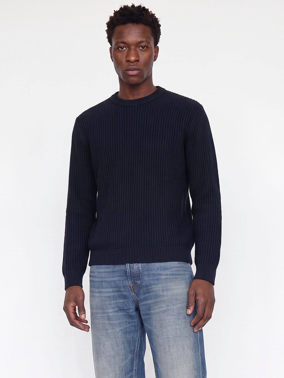 Image of Jack & Jones Rundhalspullover "JJSAGE KNIT CREW NECK" Materialmix, locker geschnitten