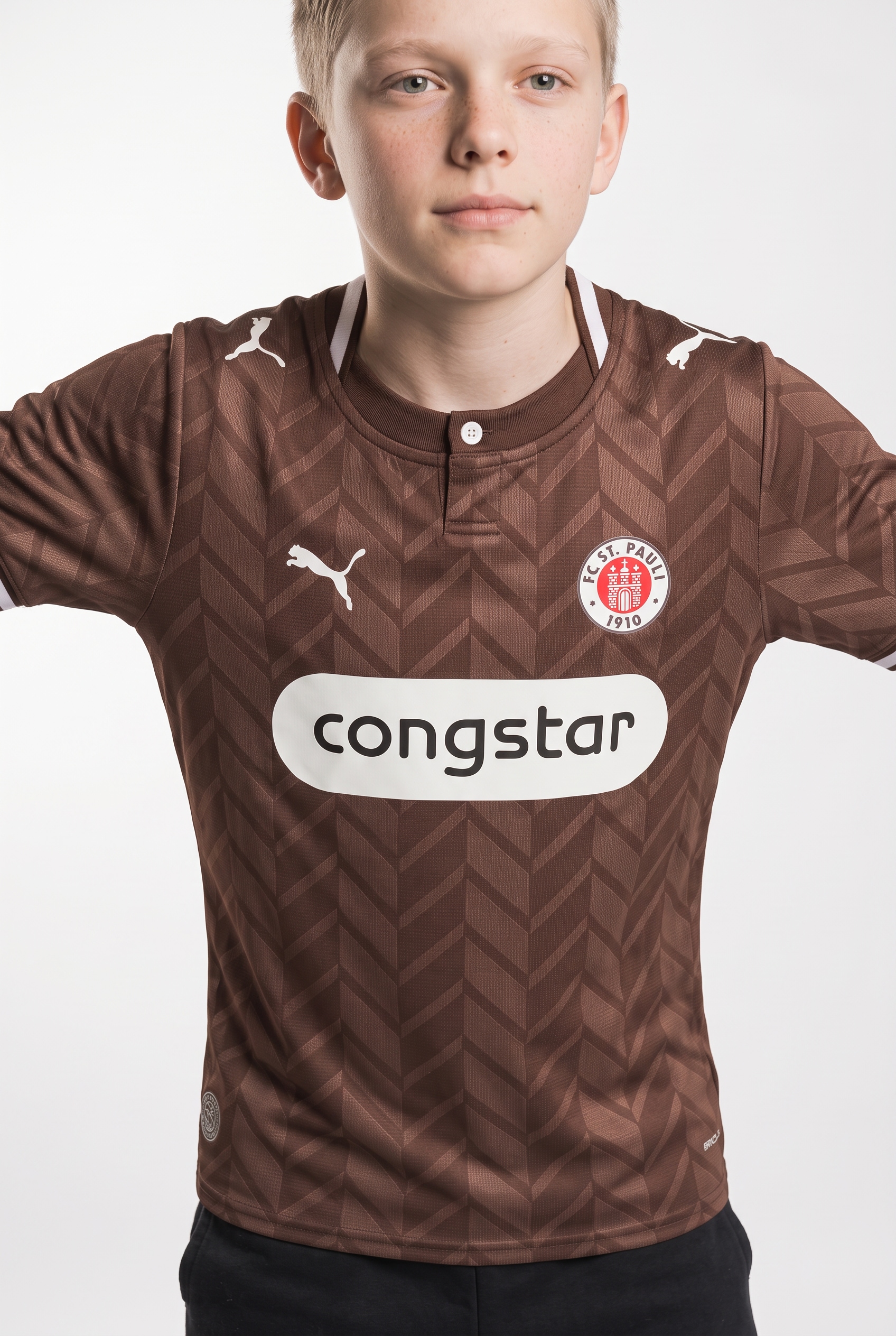 PUMA Maillot de foot »FCSP HOME JERSEY REPLICA JR« pour adolescents, col rond, respirant
