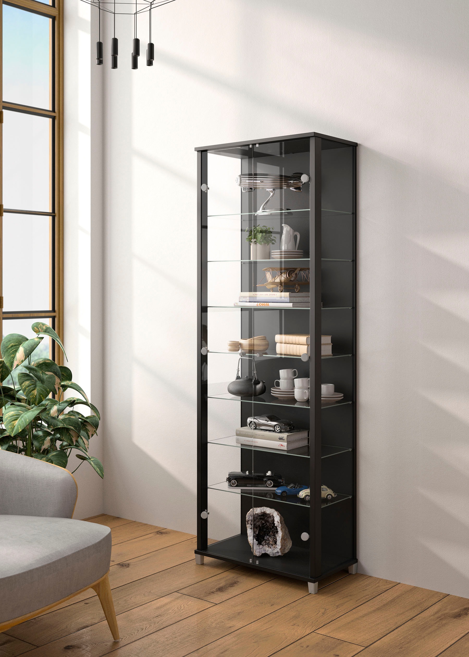 fif möbel Vitrine »Optima« Standvitrine, 2 Glastüren, 7 Böden, vielseitig, perfekt für Sammler