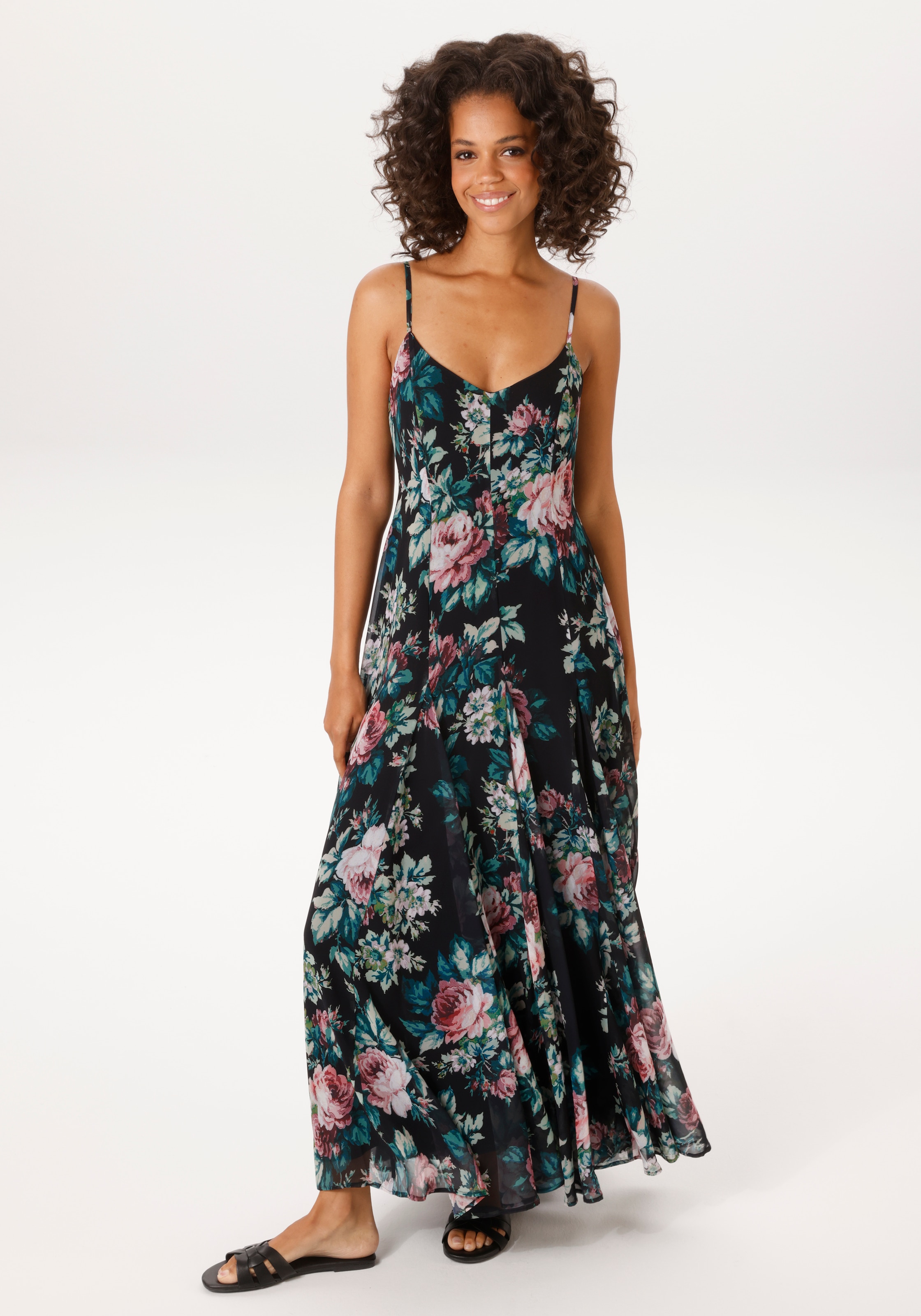 Image of Aniston CASUAL Sommerkleid im farbenfrohen Blumendruck - jedes Teil ein Unikat