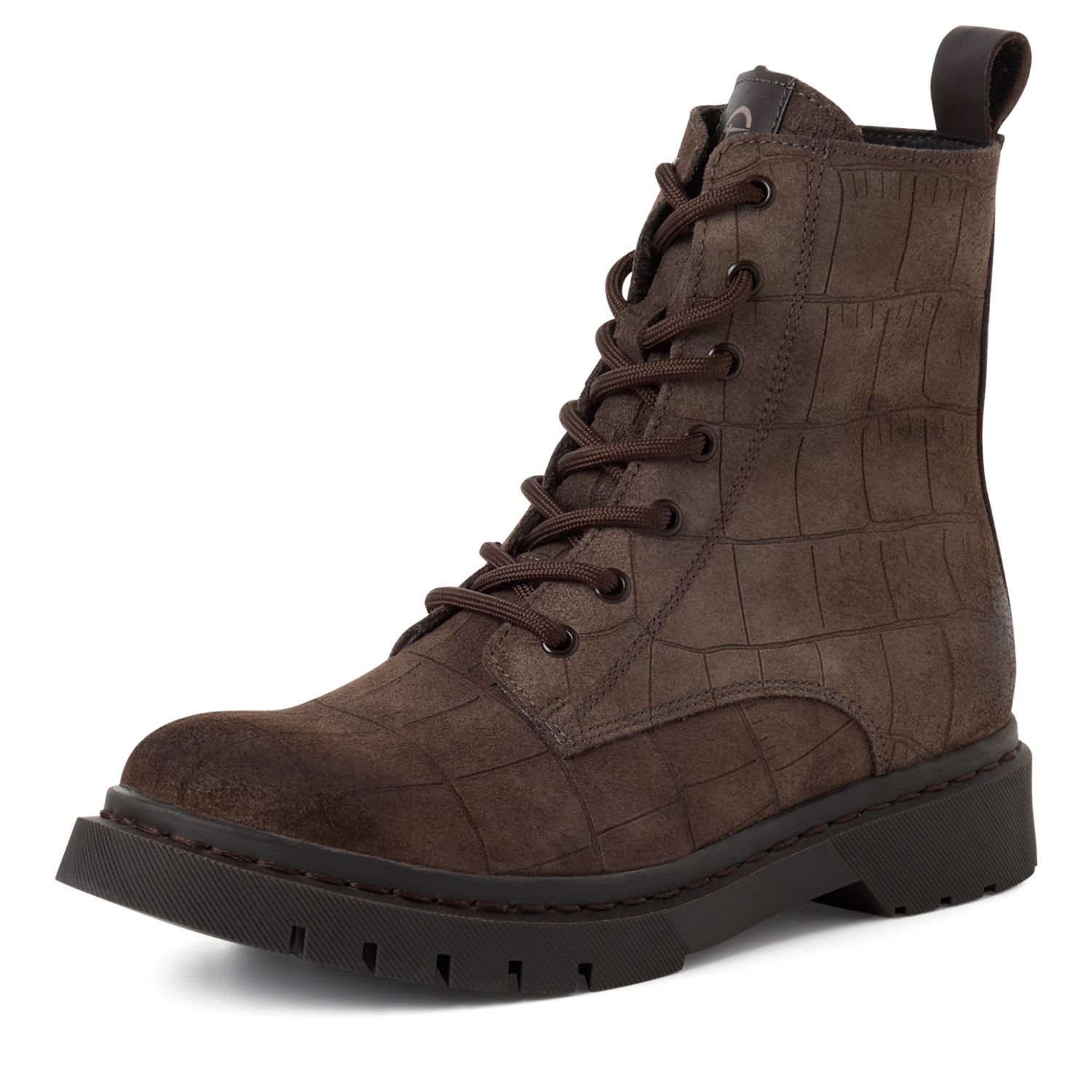 Image of Tamaris Schnürboots Schnürstiefelette, Chunky Boots mit logobedruckter Anziehlasche
