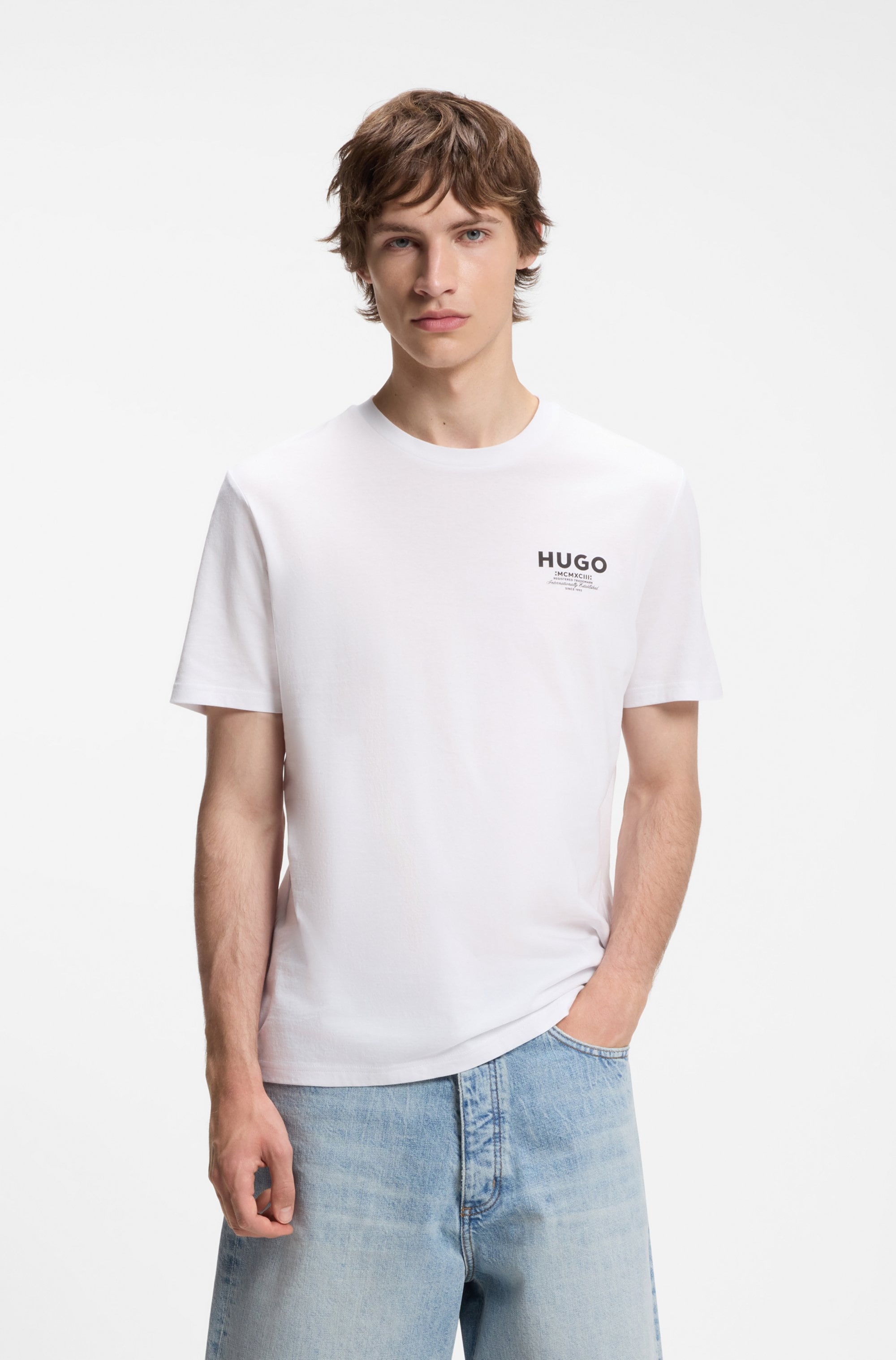 HUGO T-shirt »Nesptee« col rond, coupe régulière, coton pur