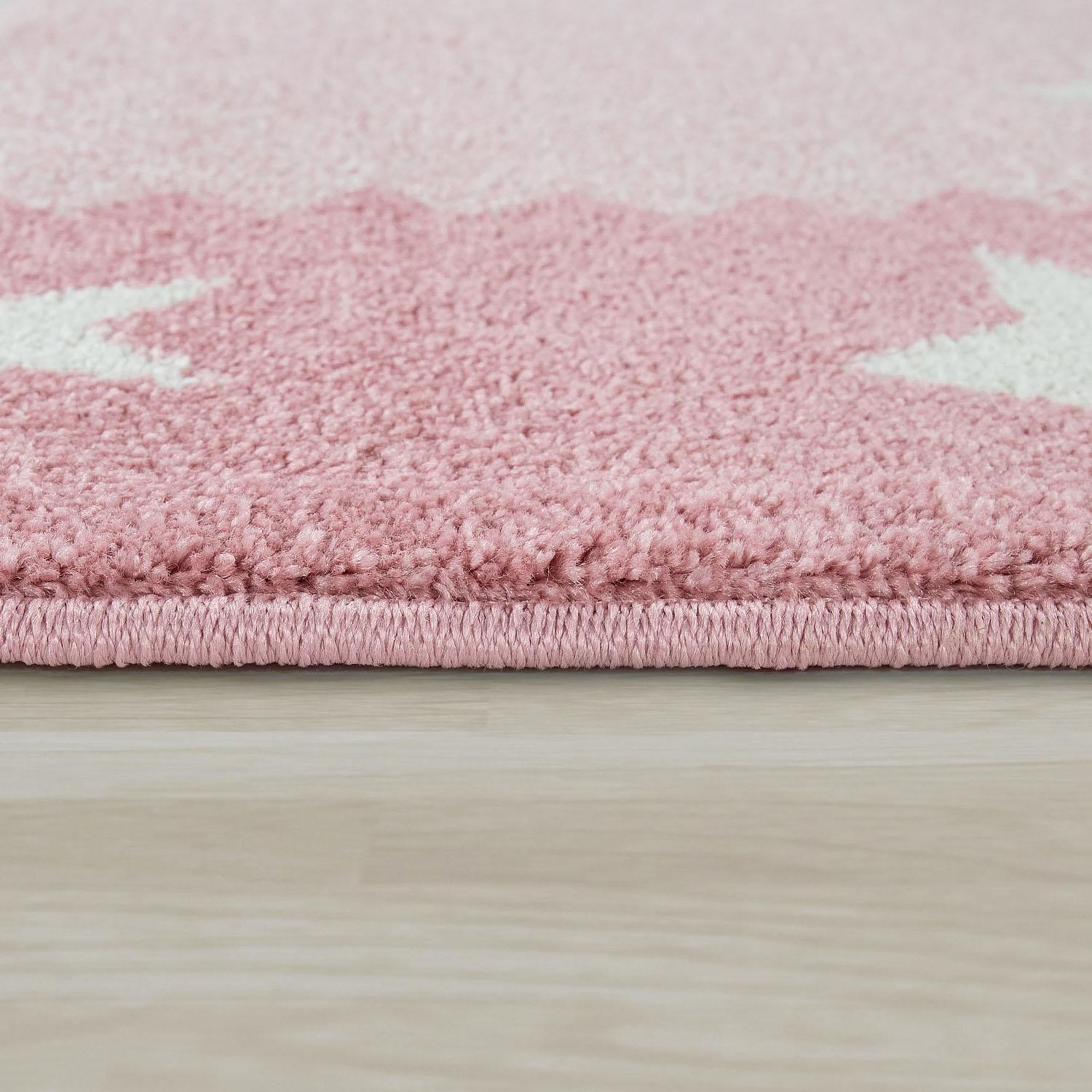 Paco Home Kinderteppich »Ela 398«, rechteckig, 17 mm Höhe, 3D-Design, Motiv Sterne, Pastell-Farben, mit Bordüre, Kinderzimmer
