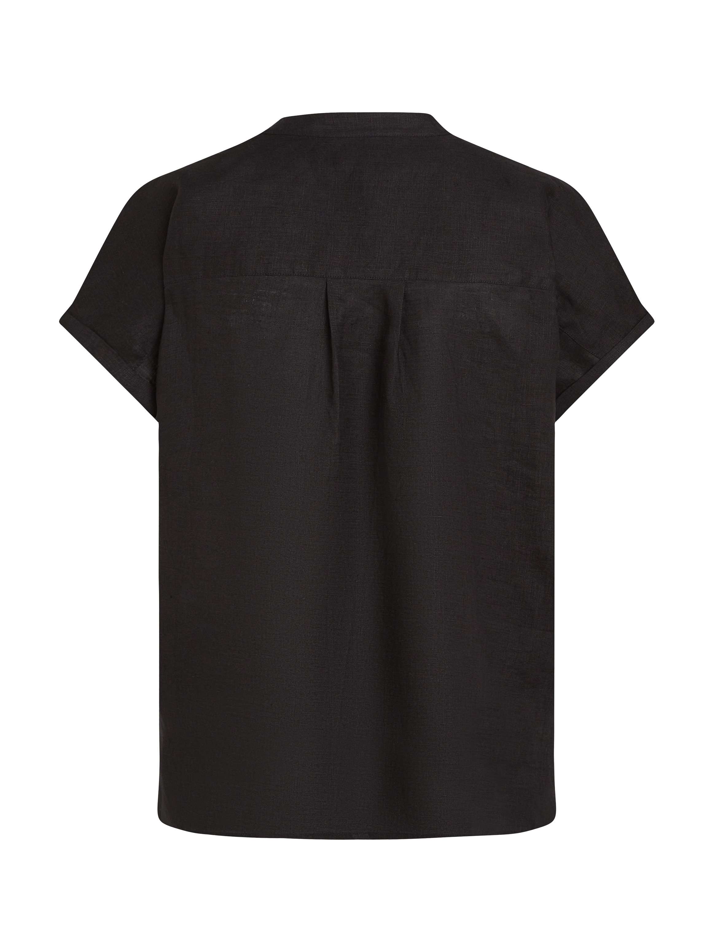Tommy Hilfiger Kurzarmbluse »ESS LINEN COLLARLESS S/S BLOUSE«, mit Logostickerei,kühlendes Premium Leinen