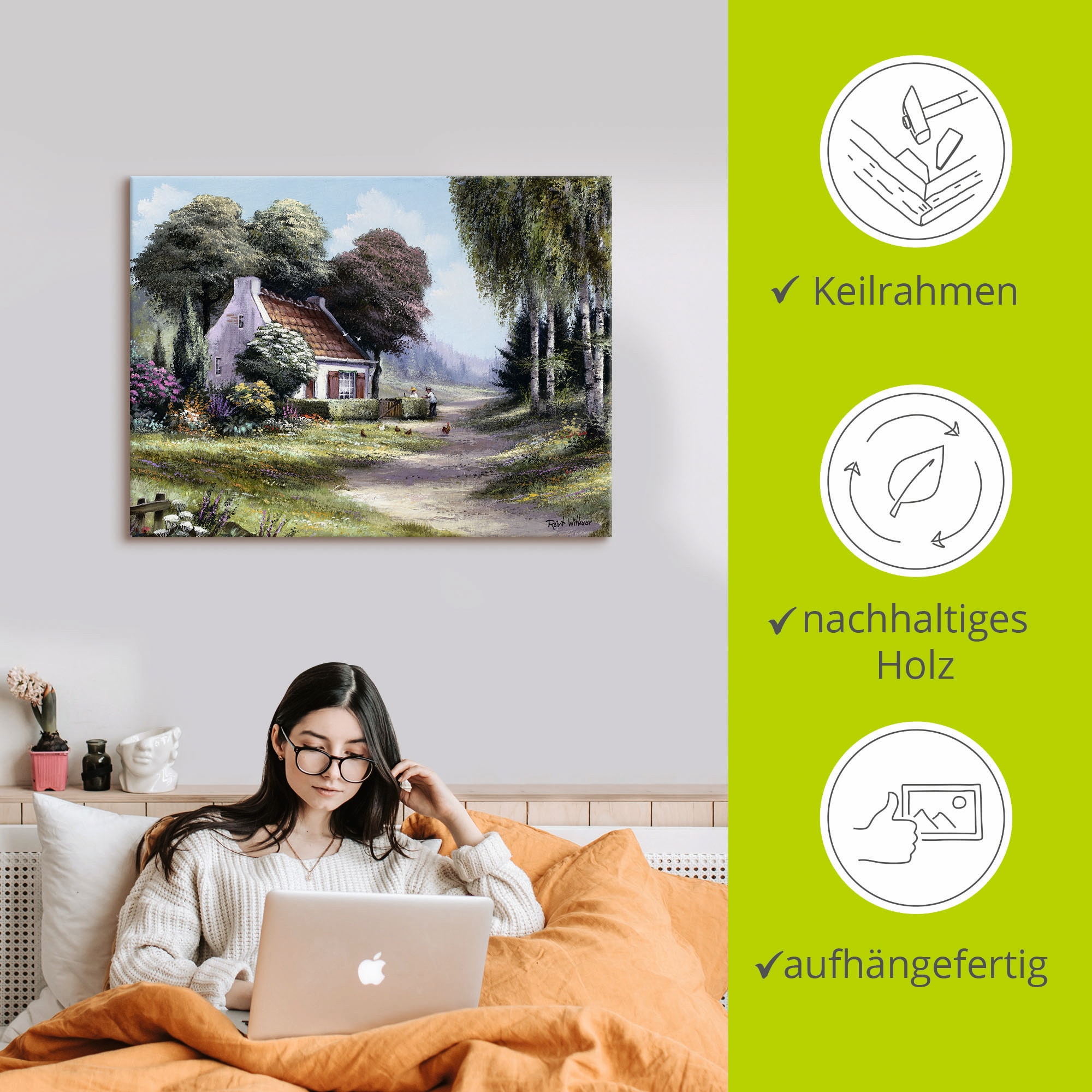 Artland Leinwandbild »Männer, die die Hecke schneiden« Garten 1 Stk. tlg. auf Keilrahmen gespannt