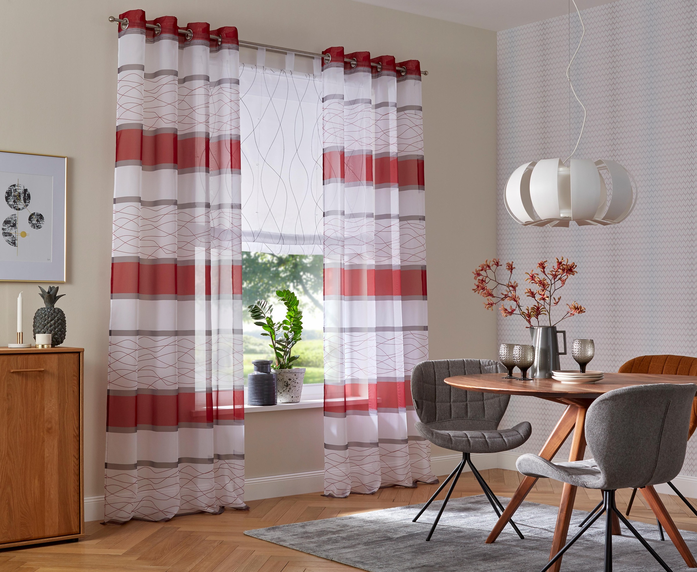 Image of GOODproduct Gardine "Jay" Ösen 2 Stk. tlg. Vorhang, 2-er Set, Fertiggardine, transparent, Querstreifen