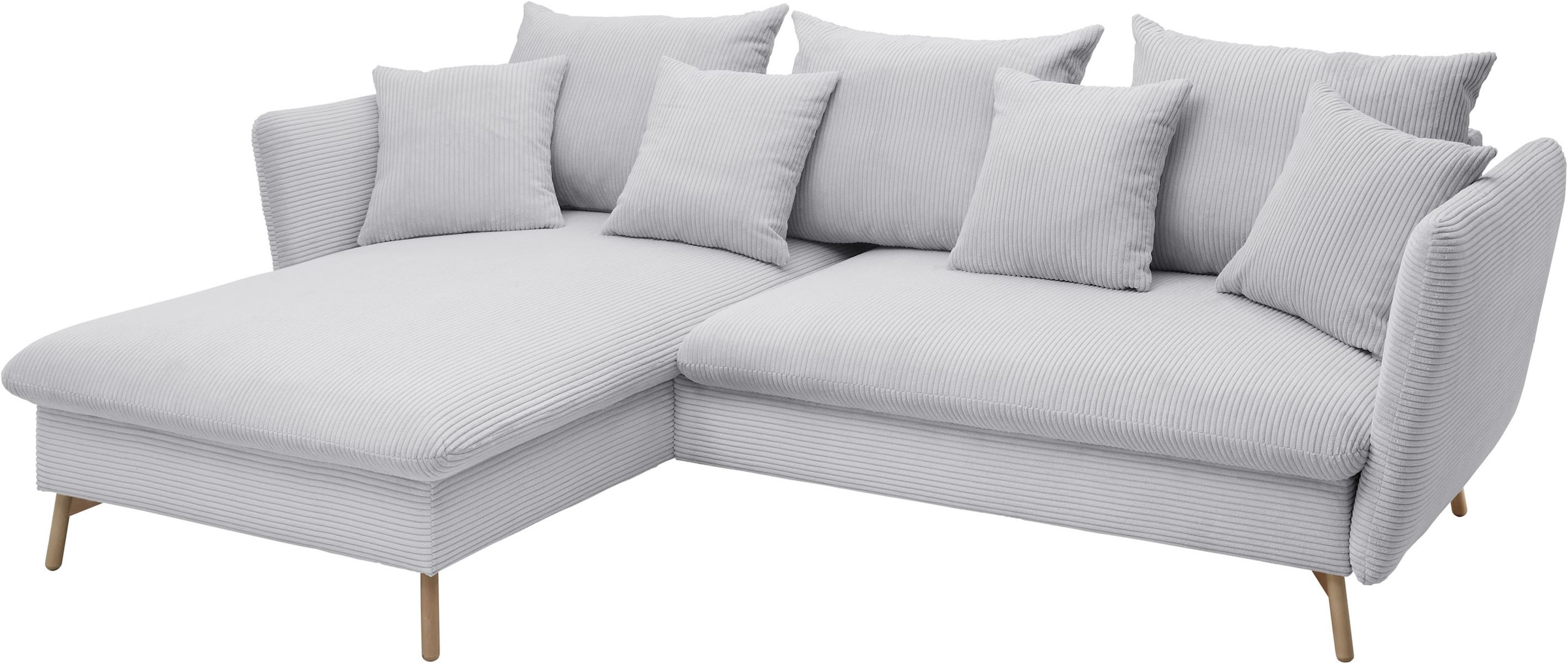 andas Ecksofa »MERLE, 258 cm, L-Form, traumhafter Cord,«, mit Bettfunktion und Bettkasten, Liegefläche 224 x 139