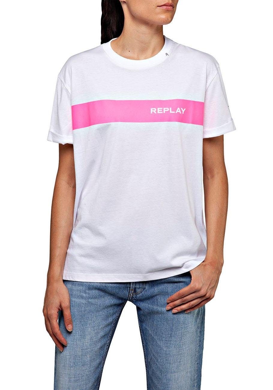 Image of Replay T-Shirt, mit auffälligem Neon-Logoprint bei Ackermann Versand Schweiz