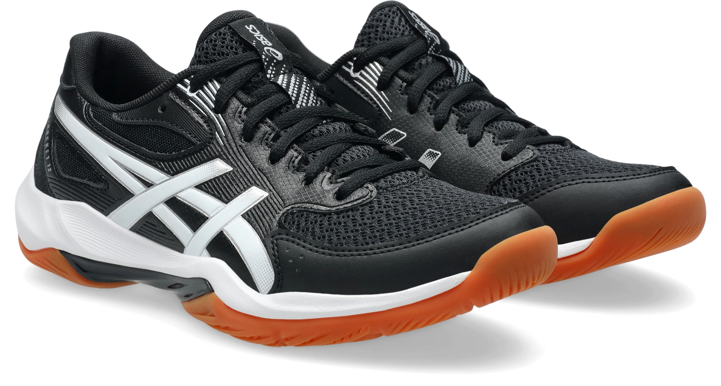 Asics, Unisex, Hallenschuh »GEL-ROCKET 12« besonders geeignet für Handball und Volleyball, schwarz, weiß, 43,5, Bequemer Hallenschuh von Asics