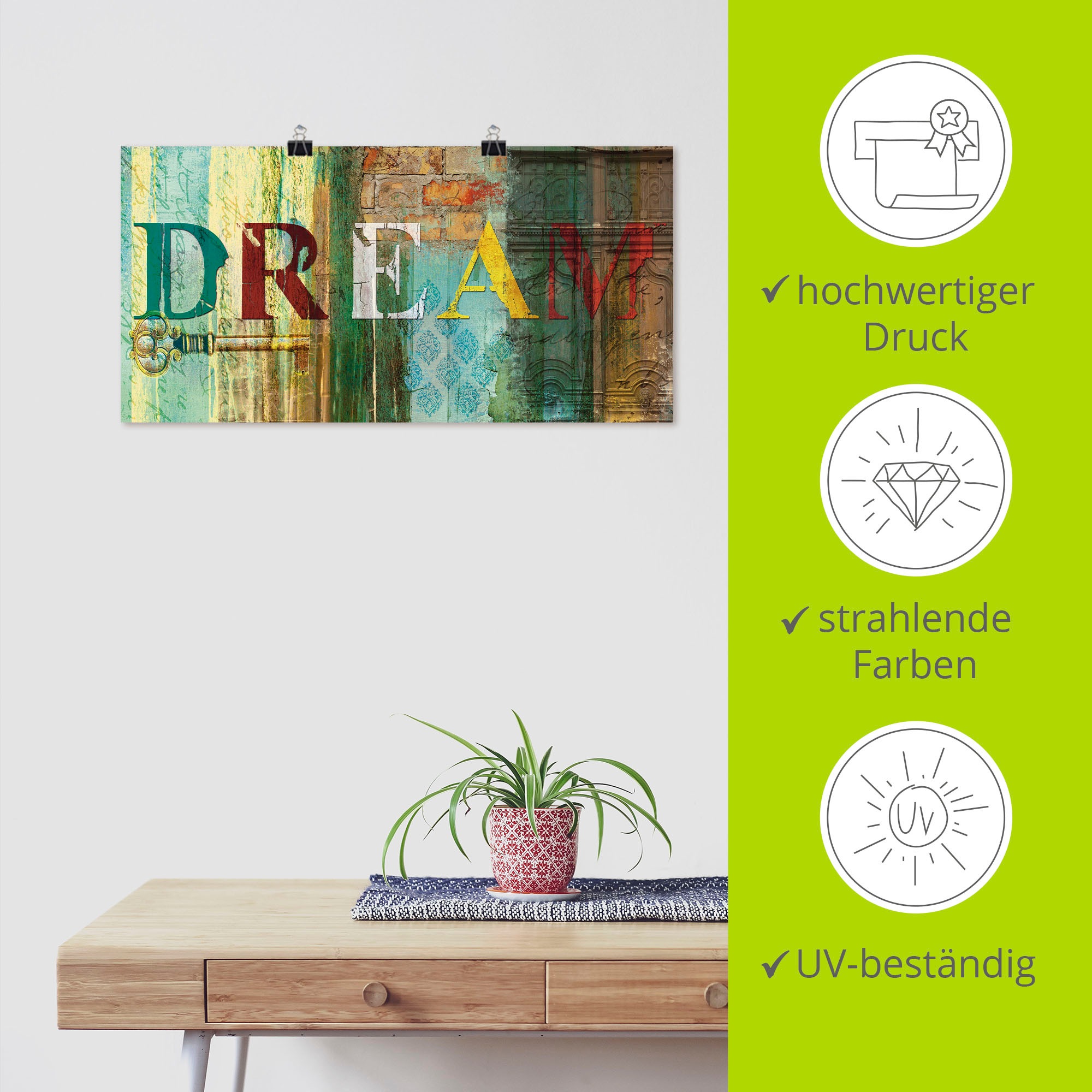 Artland Wandbild »Traum« Sprüche & Texte 1 Stk. tlg. als Leinwandbild, Poster, Wandaufkleber in verschied. Grössen