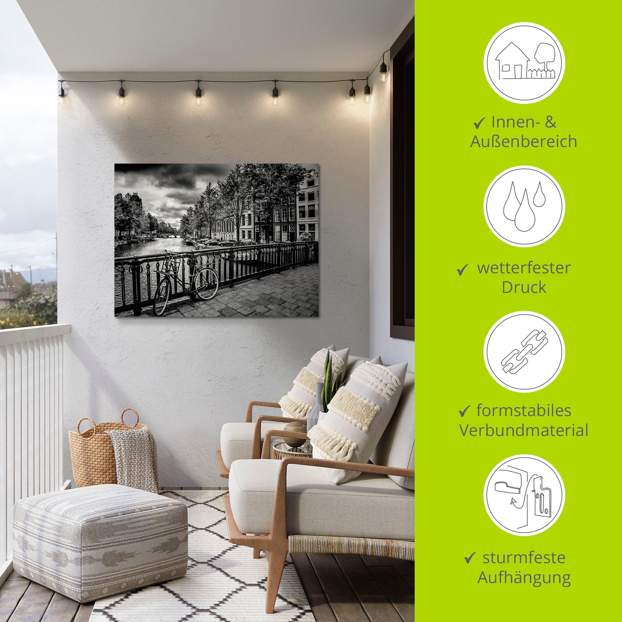 Artland Alu-Dibond-Druck »Amsterdam Keizergracht I«, Niederlande, (1 St.), für Innen- und Aussenbereich geeignet, Outdoorbild