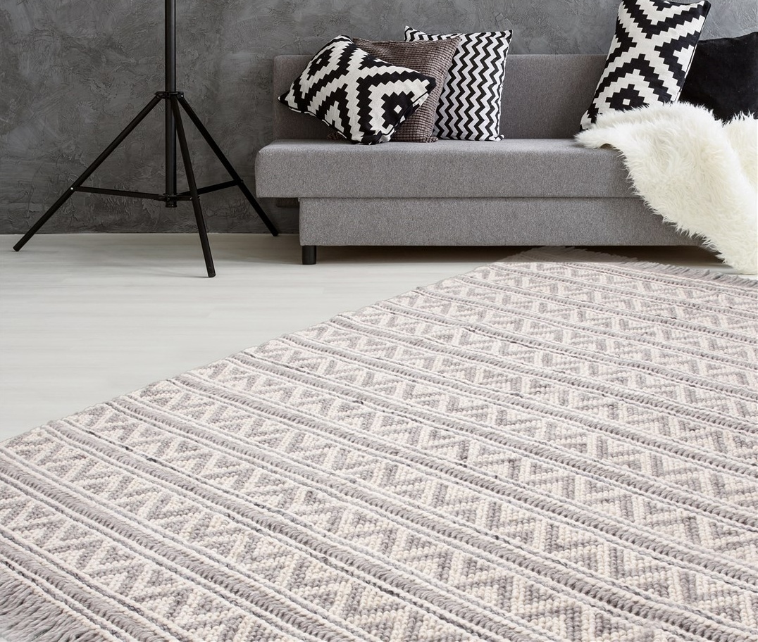 Image of calo-deluxe Teppich "Bature 500" rechteckig 10 mm Höhe Wolle und Viskose mit Fransen, Wohnzimmer